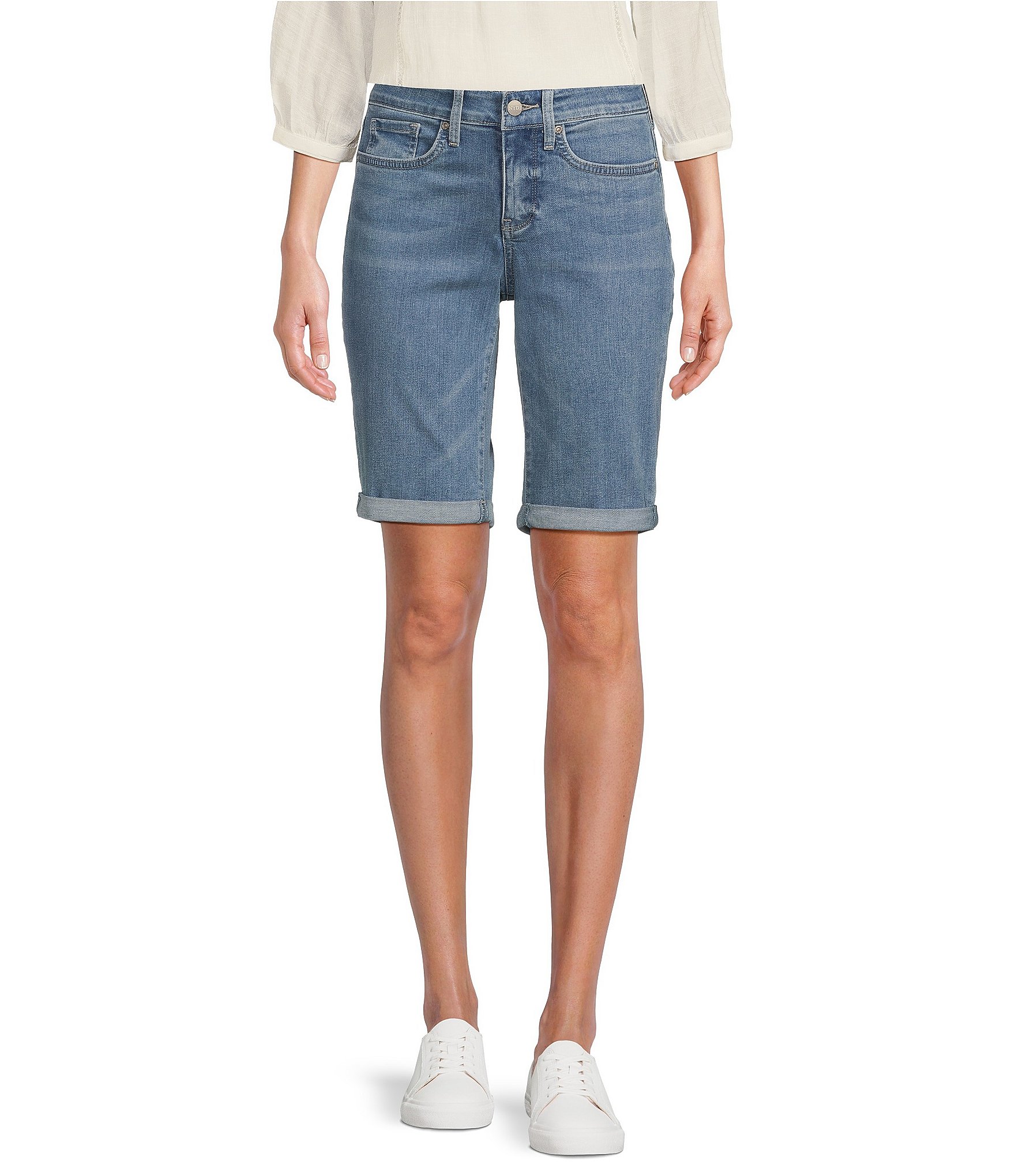 NYDJ Briella Stretch Denim Roll Cuff Shorts | Dillard's