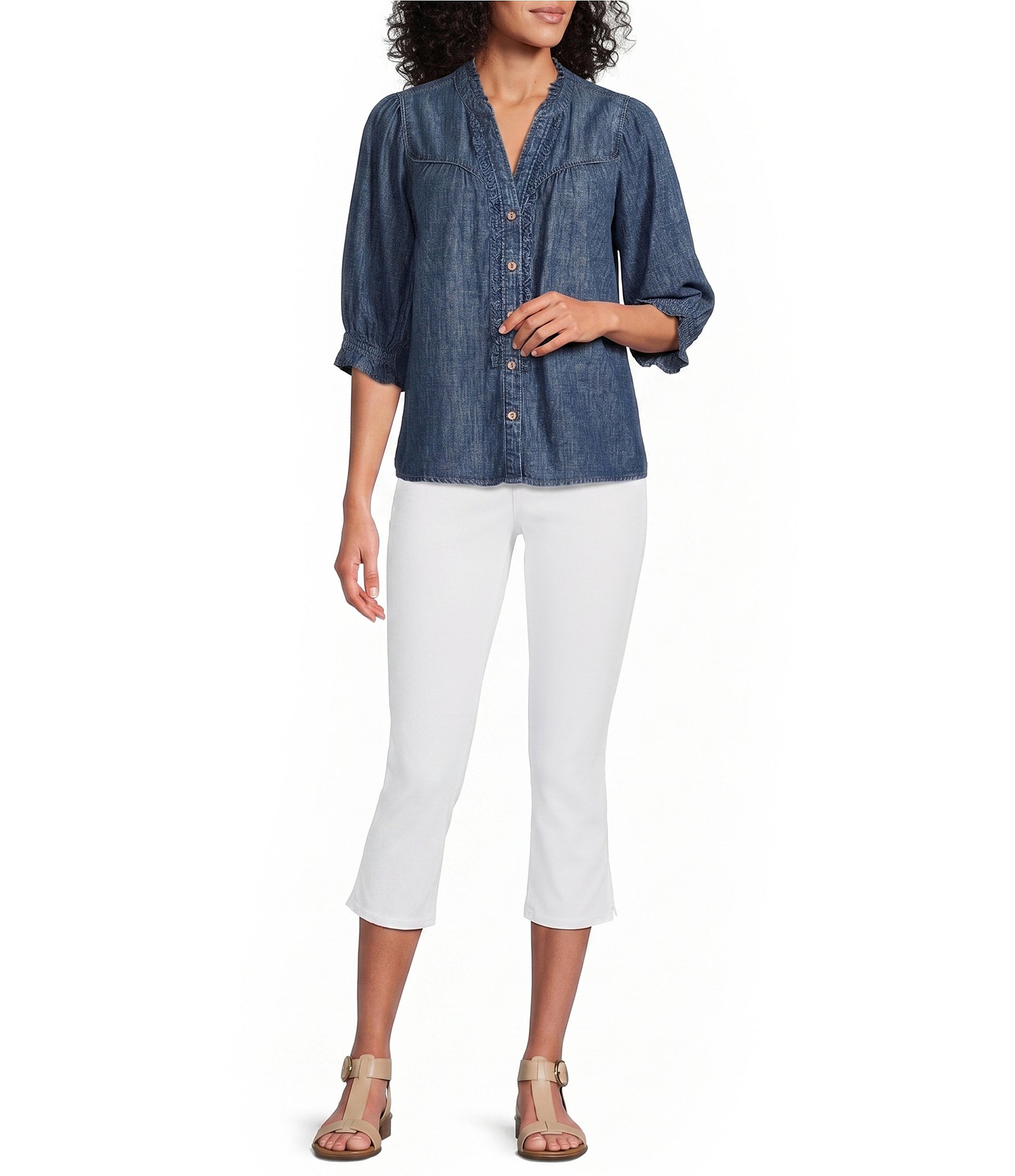 NYDJ Chloe Stretch Denim Straight Leg Capri Jeans