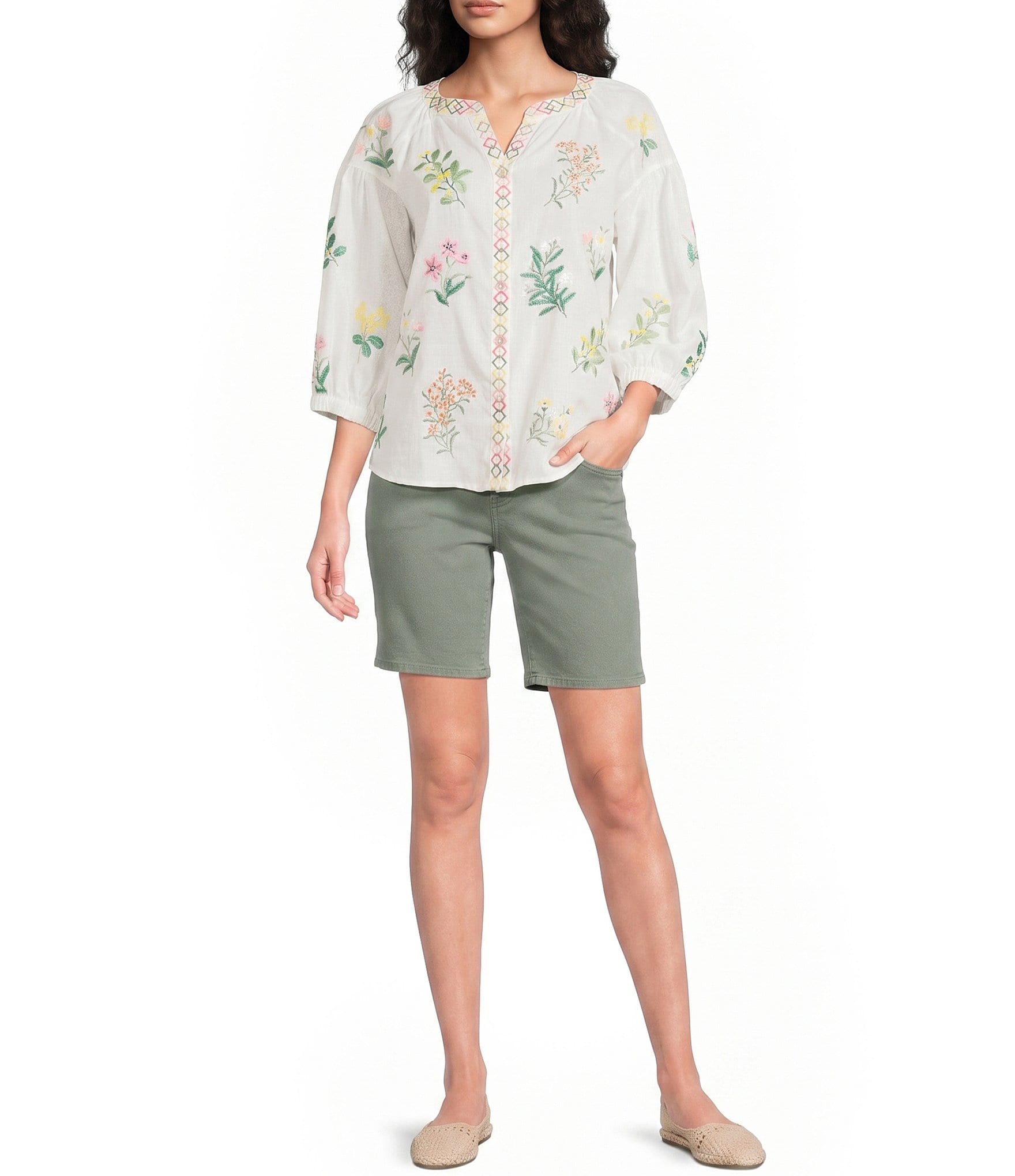 NYDJ Ella Stretch Denim Lift Tuck® Technology High Rise Bermuda Shorts