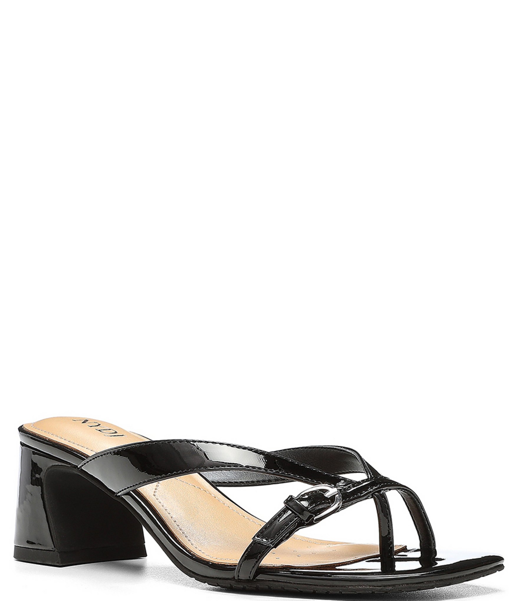 NYDJ Glam Patent Buckle Strap Detail Thong Sandals | Dillard's