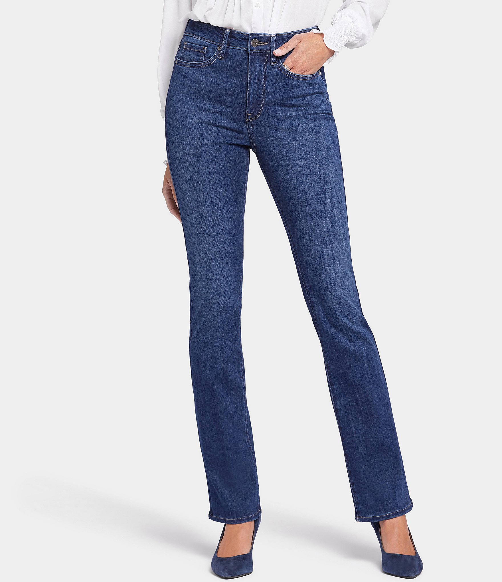 NYDJ Stretch Denim High Rise Slim Leg Bootcut Jeans | Dillard's
