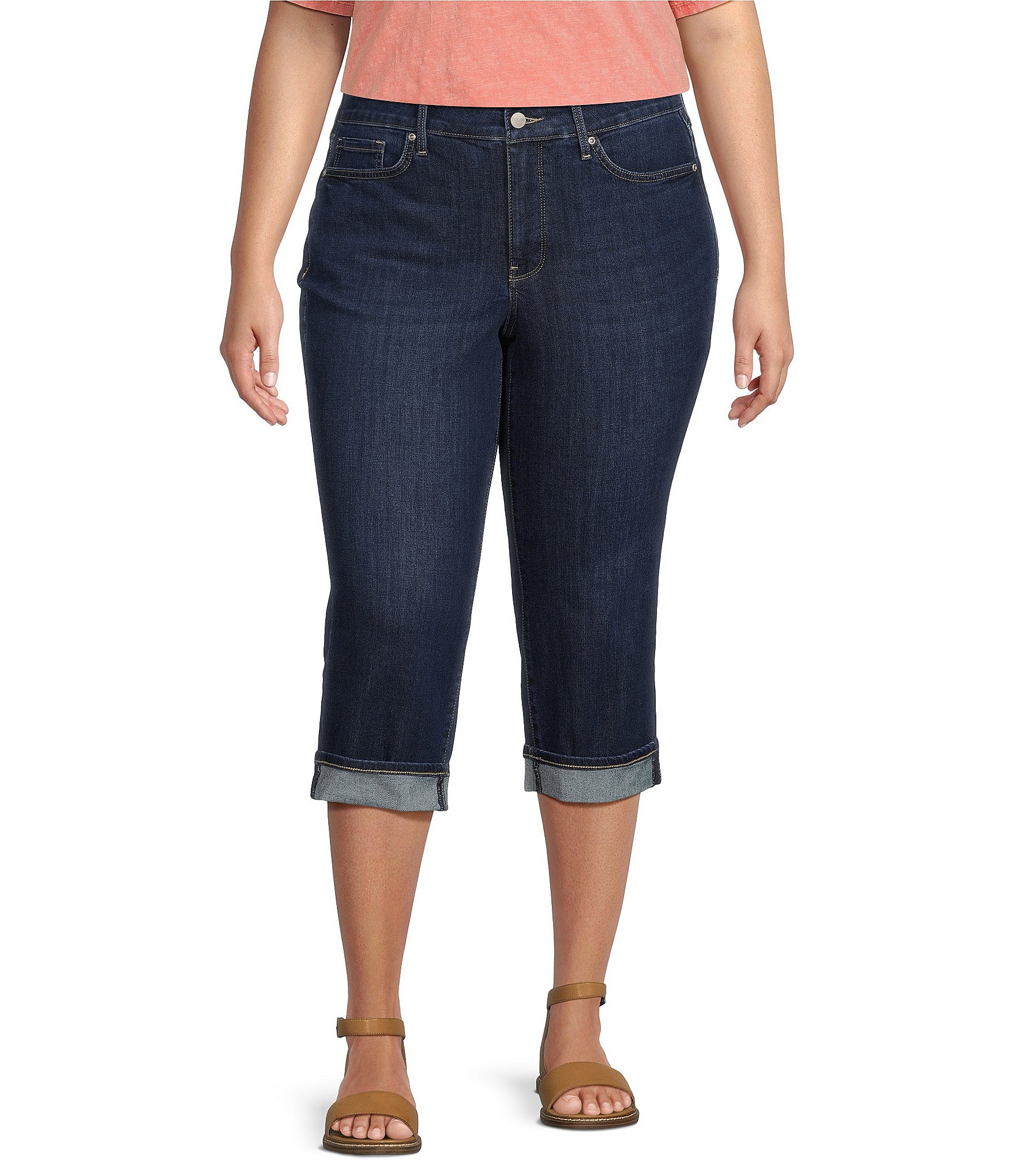 NYDJ Plus Size Marilyn Cool Embrace® Denim Cuffed Capri Jeans | Dillard's