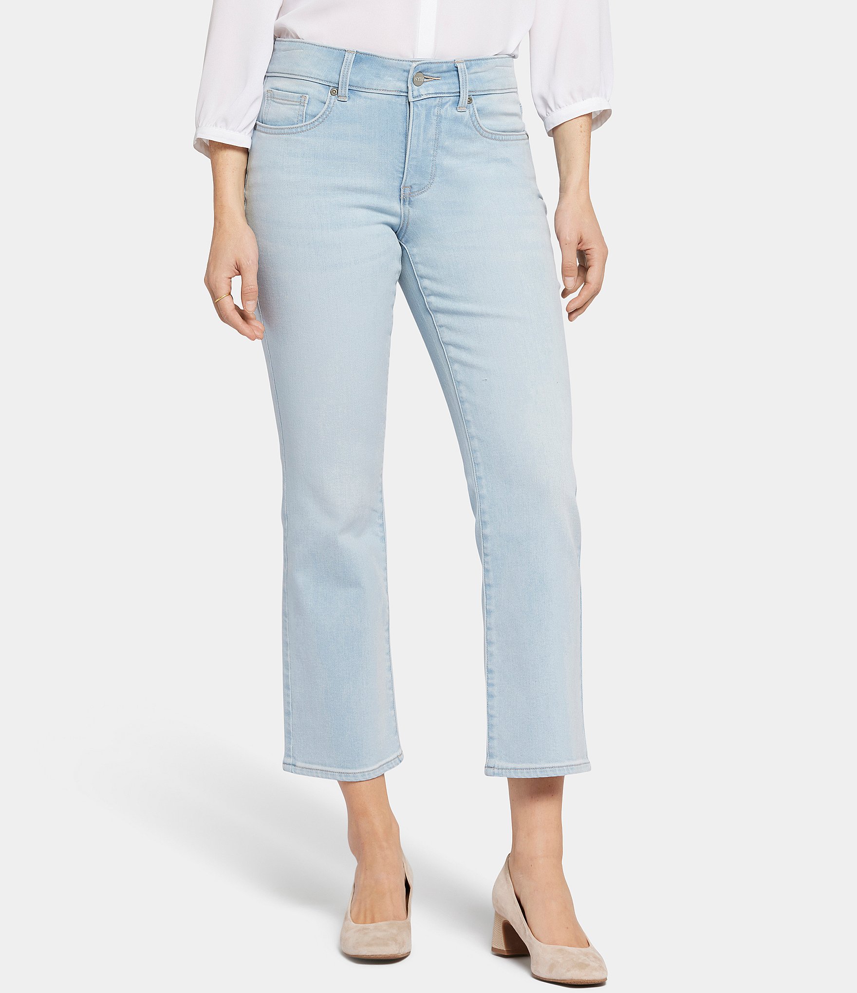 NYDJ Marilyn Mid Rise Ankle Straight Cropped Stretch Denim Jeans ...