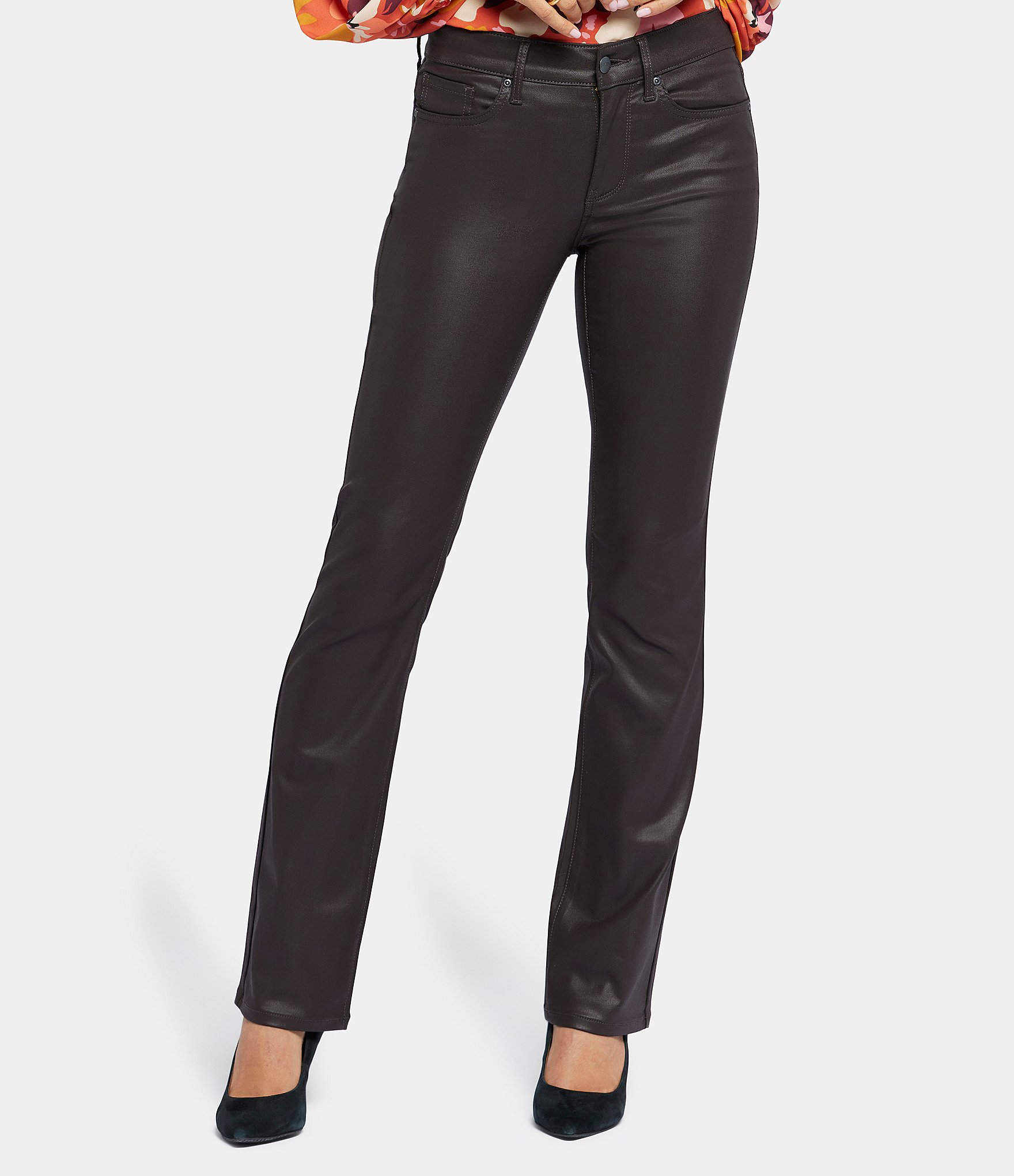 NYDJ Women's Uplift Coated Marilyn Straight Jeans In Plus Size in Black  Coated, Size: 28W, Denim