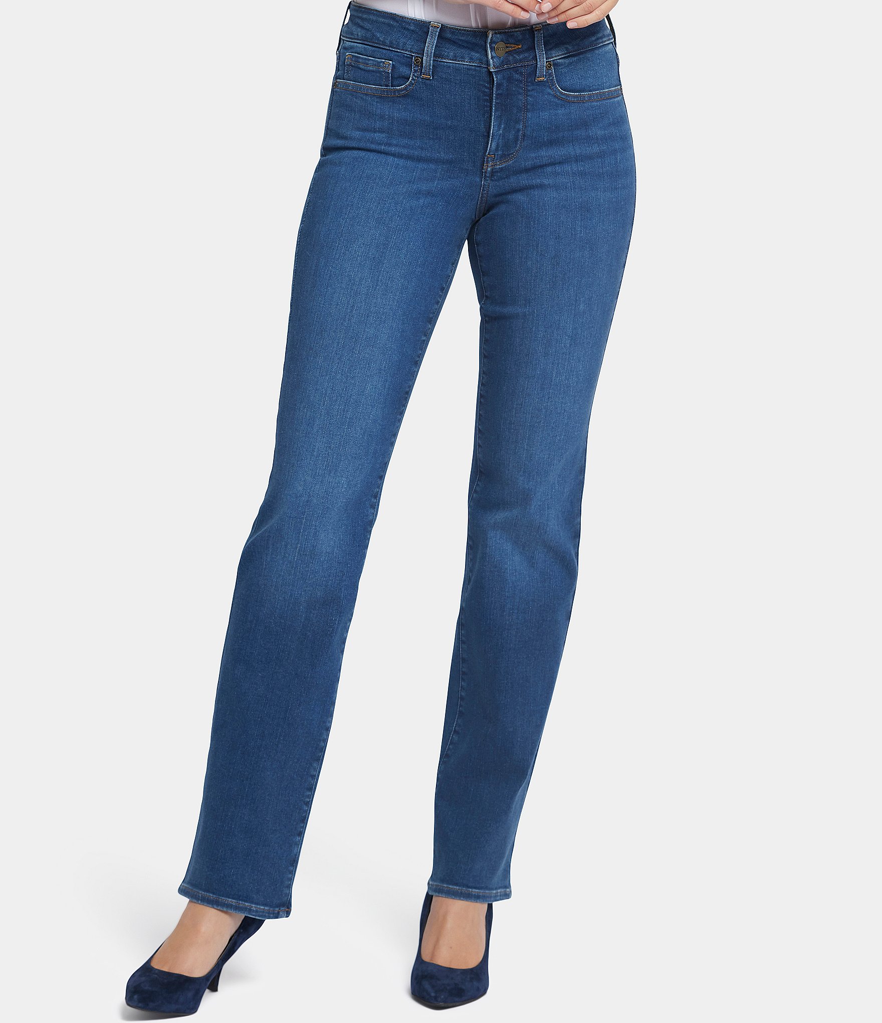 NYDJ Women's High Rise Marilyn Straight Hollywood Waistband Jeans - Macy's