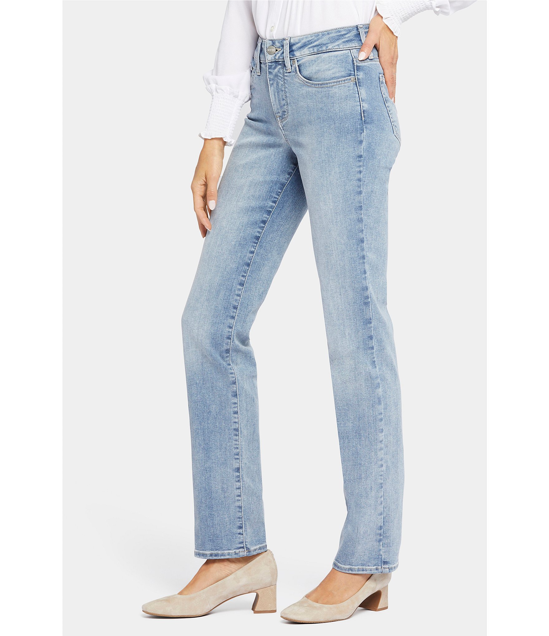 NYDJ Marilyn Stitching Straight Leg High Waisted Jeans