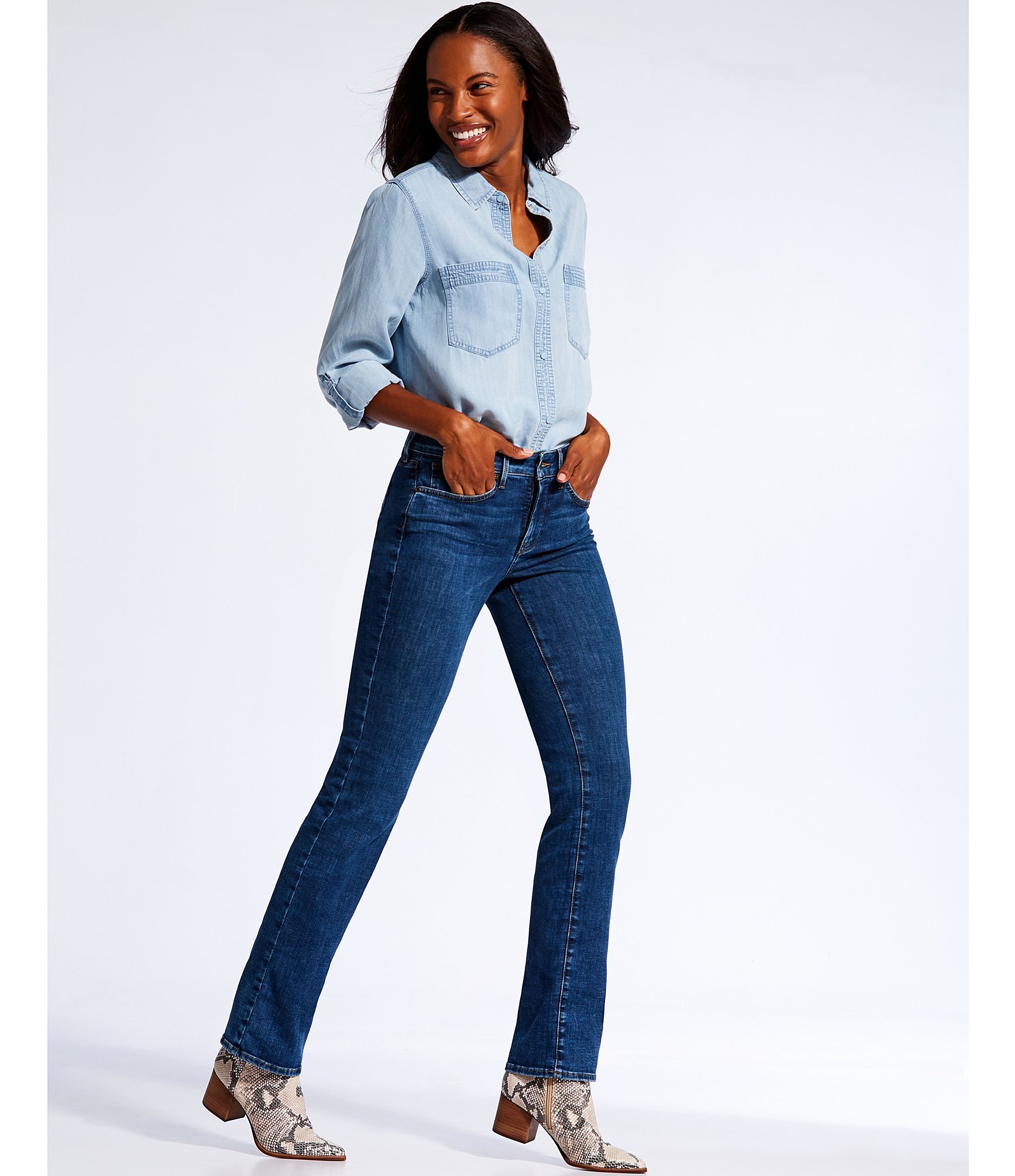 NYDJ Marilyn Straight Leg Mid Rise Jeans