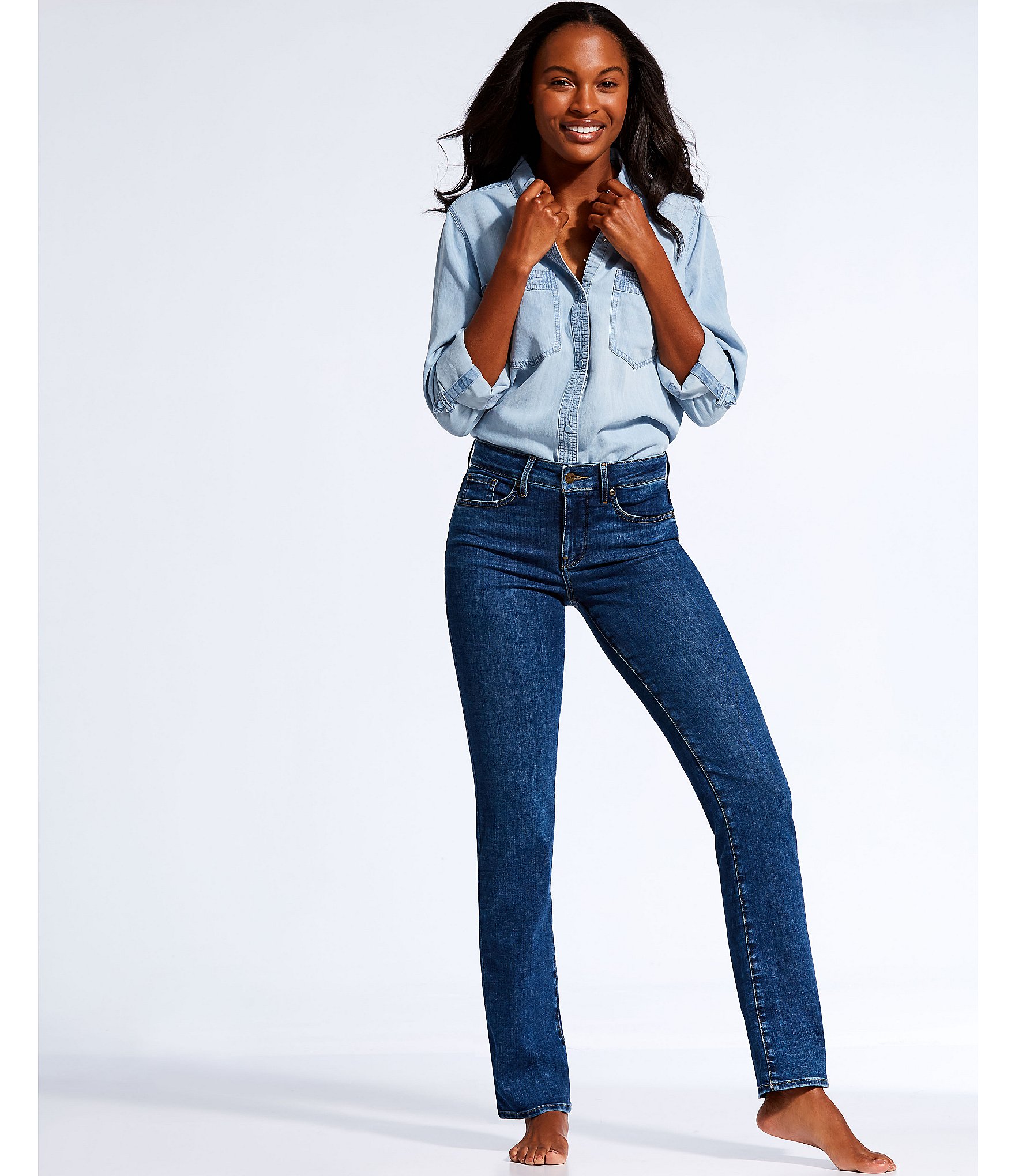 NYDJ Marilyn Straight Leg Mid Rise Jeans