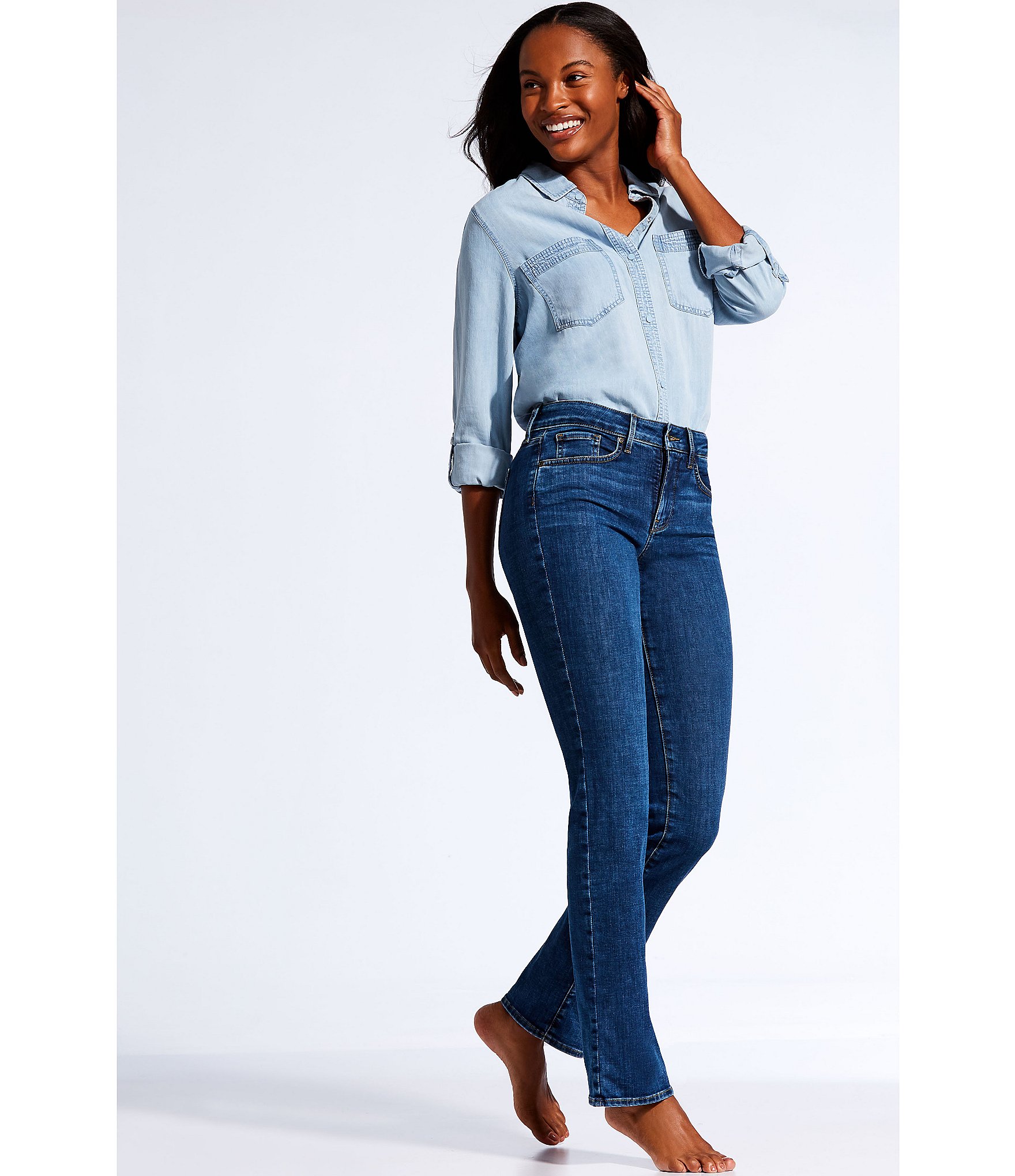 NYDJ Marilyn Straight Leg Mid Rise Jeans