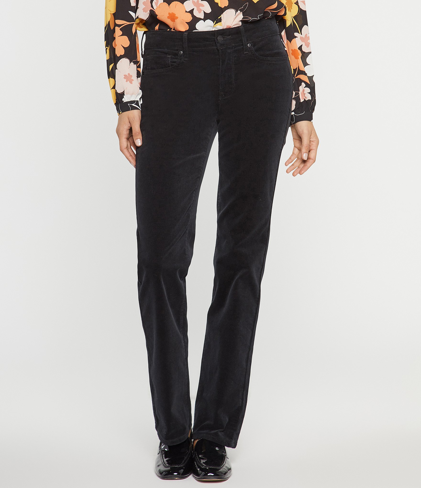 NYDJ Marilyn Straight Leg Mid Rise Fine Wale Corduroy Jeans | Dillard's
