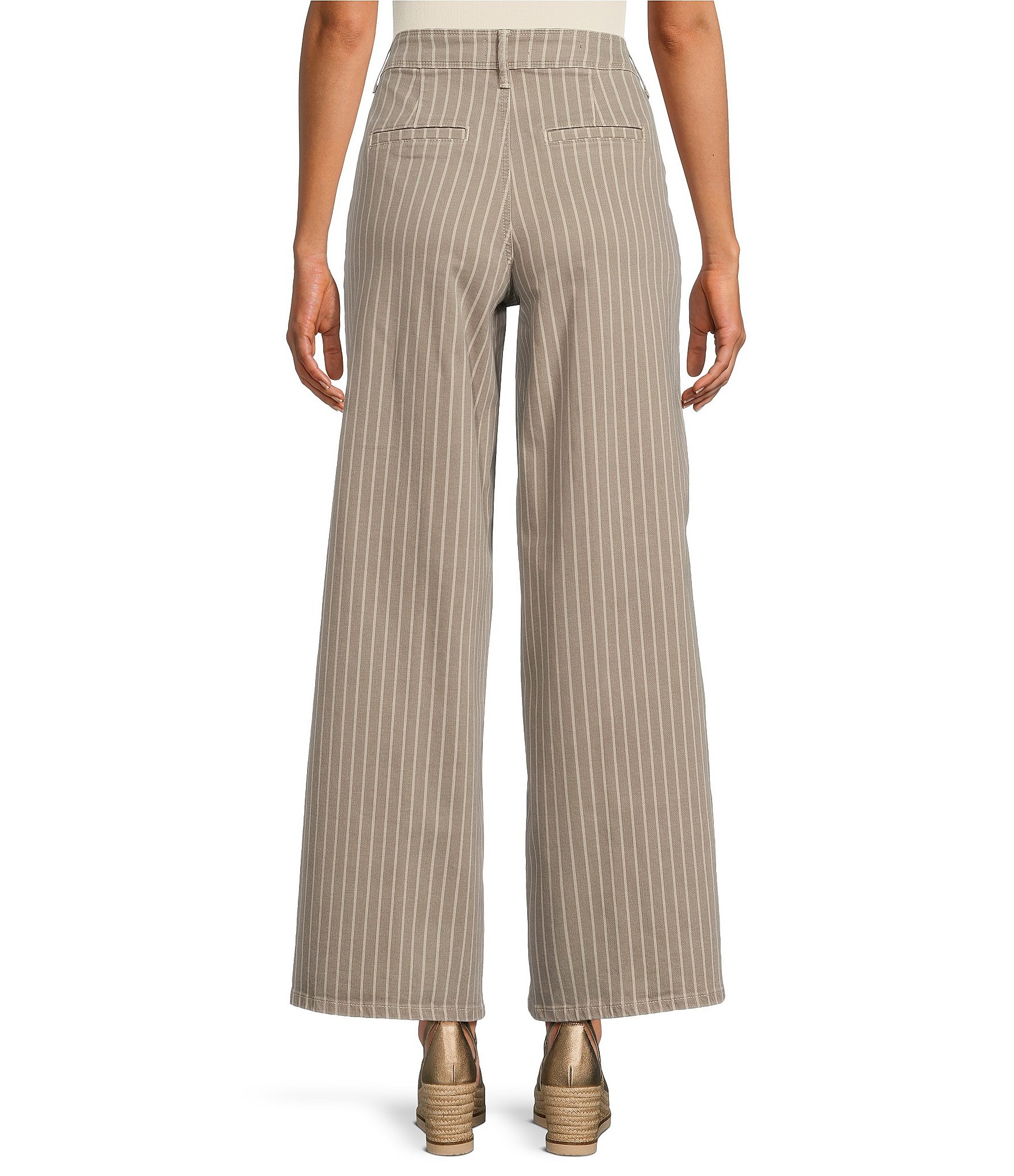 NYDJ Mona Striped High Rise Wide Leg Ankle Trouser Jeans