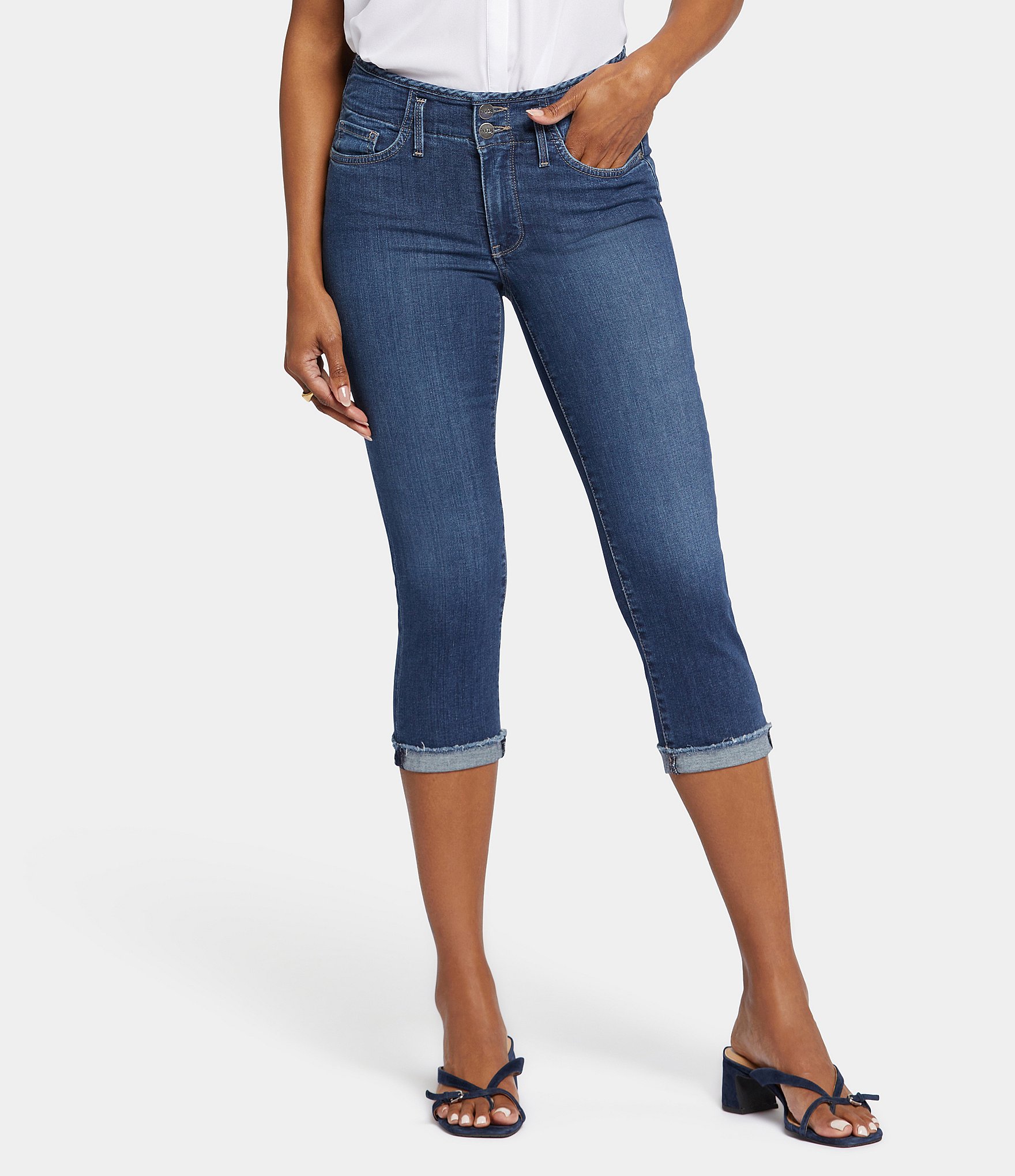 NYDJ Petite Size Chloe Capri Cuffed Jeans | Dillard's
