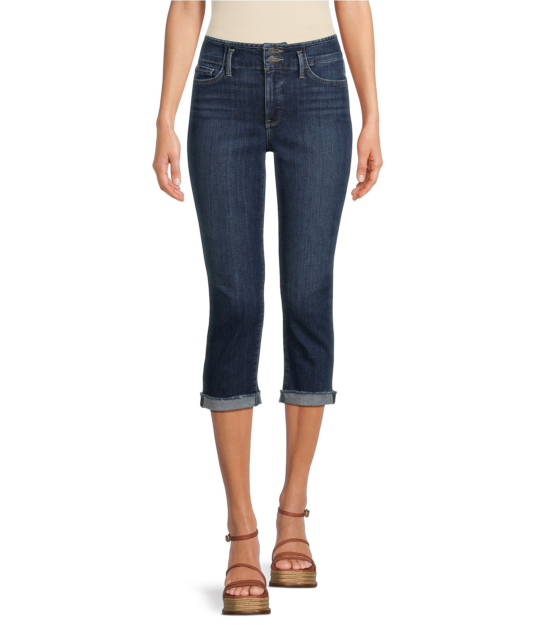 NYDJ Petite Size Chloe Cuffed Hem Capri Jeans | Dillard's