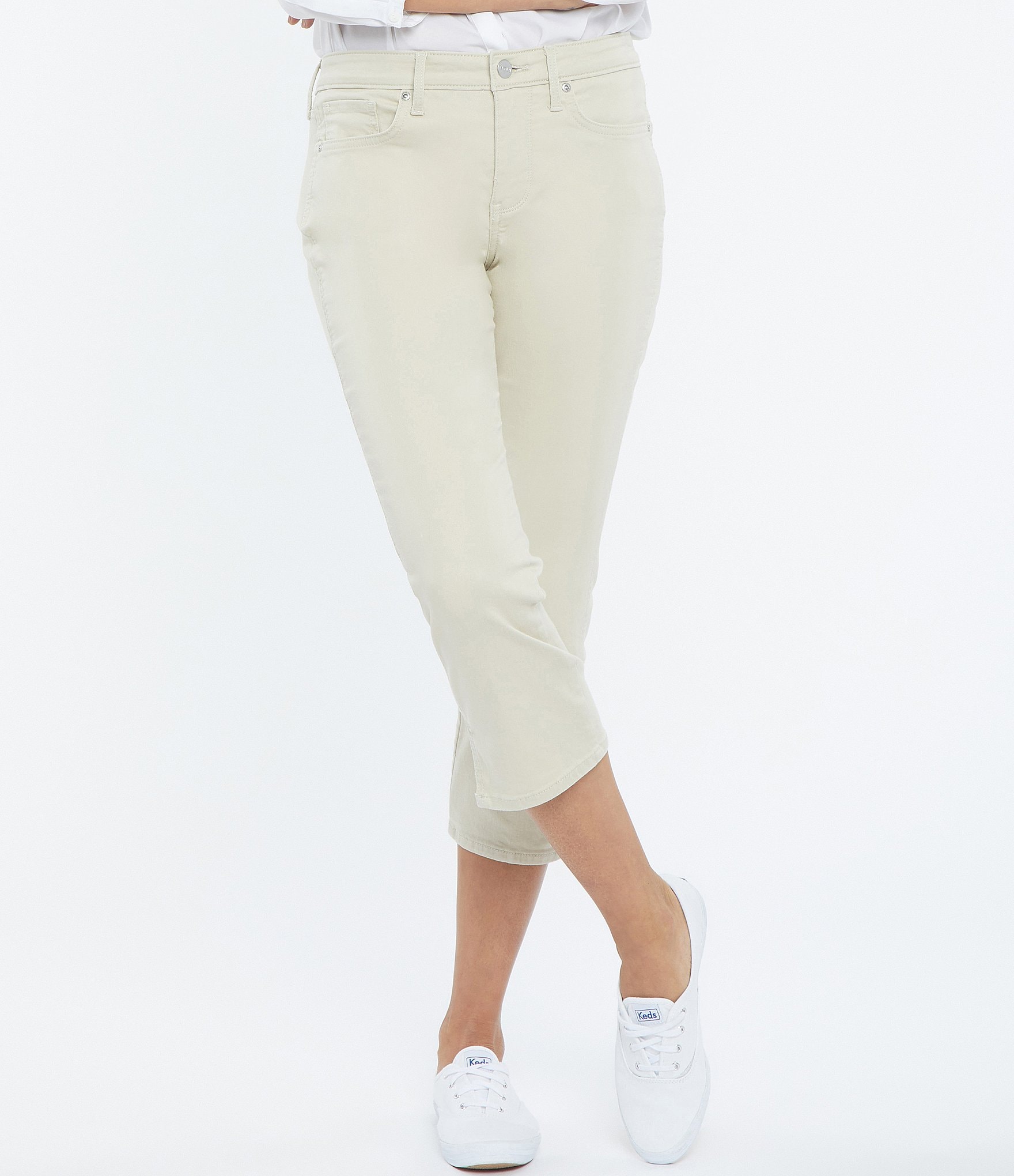 NYDJ Petite Size Chloe Side Slit Hem Capri Jeans | Dillard's