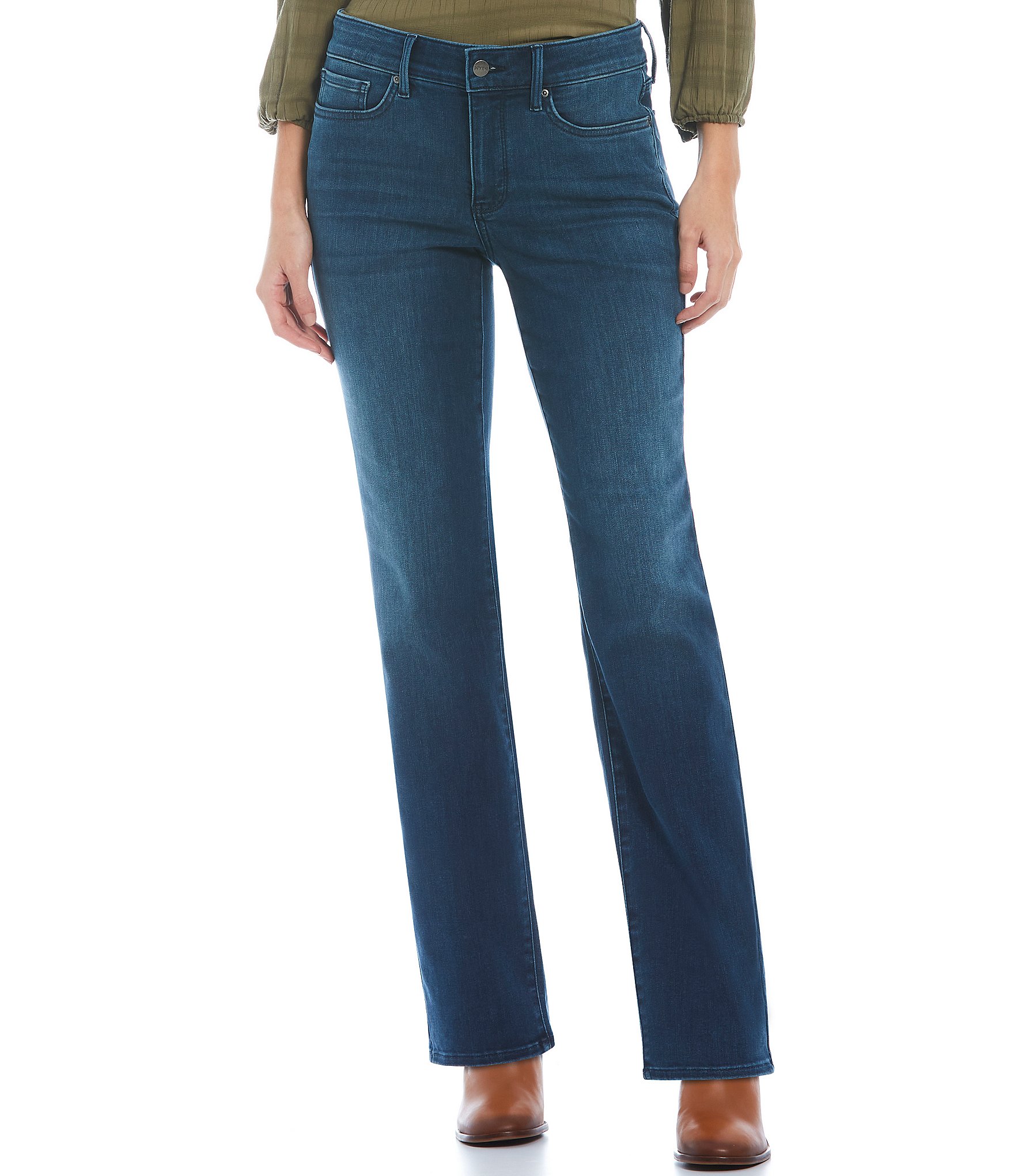 NYDJ Petite Size Marilyn Straight Leg Mid Rise Denim Jeans | Dillard's