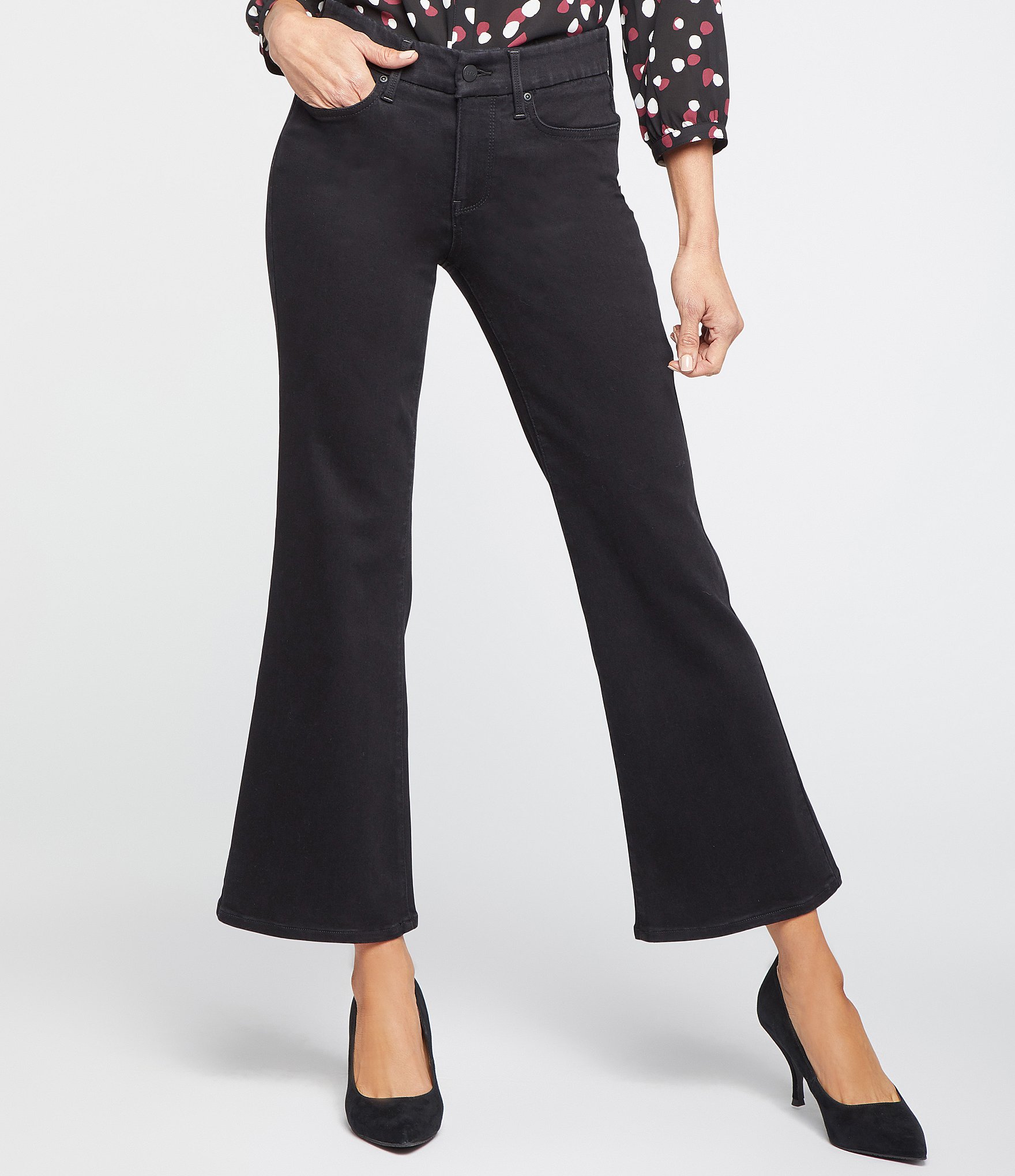 NYDJ Petite Size Waist Match Relaxed Fit Flared Leg Crop Jeans | Dillard's
