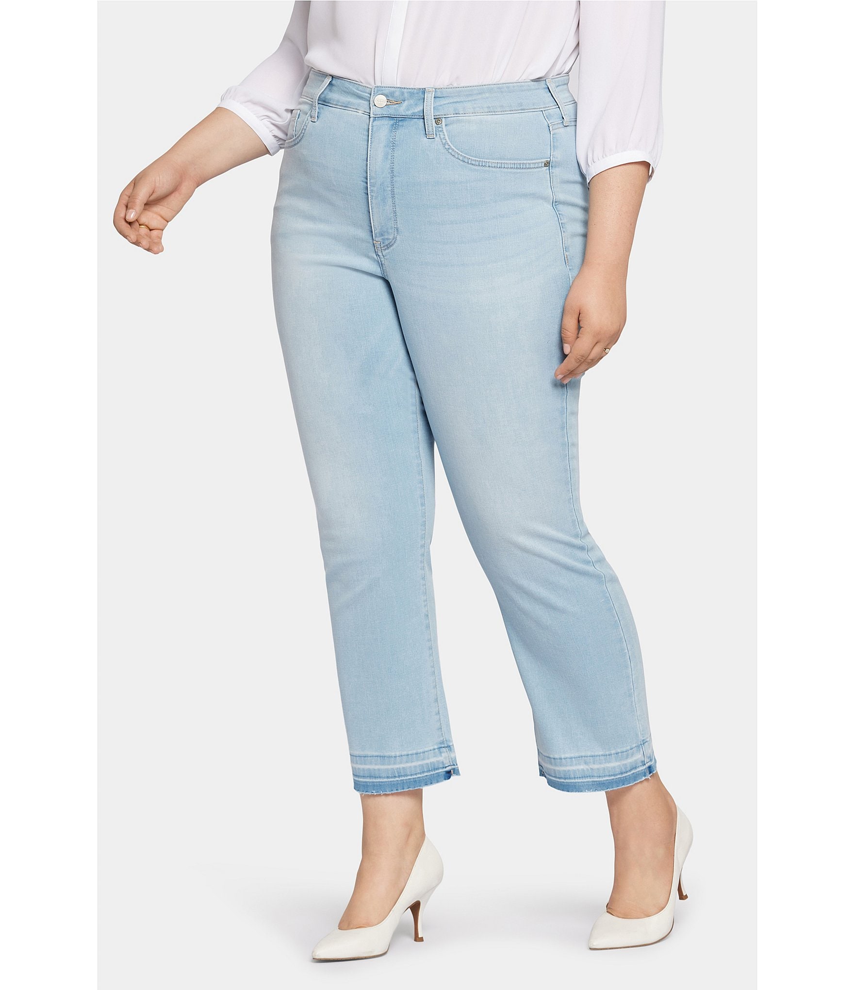 NYDJ Plus Size High Rise Marilyn Ankle Straight Released Hem Jeans ...