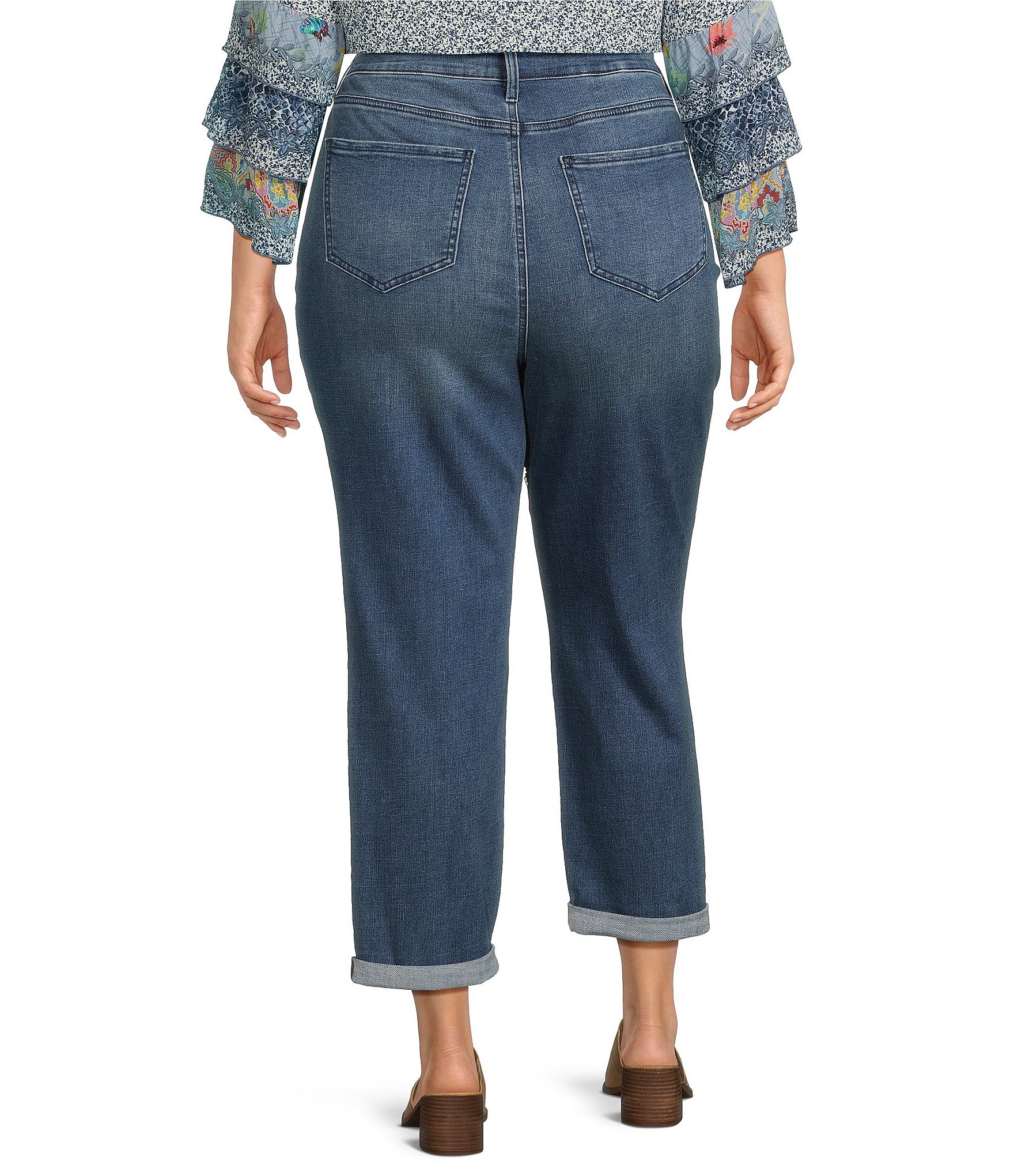 NYDJ Plus Size Margot Rolled Cuff Girlfriend Jeans