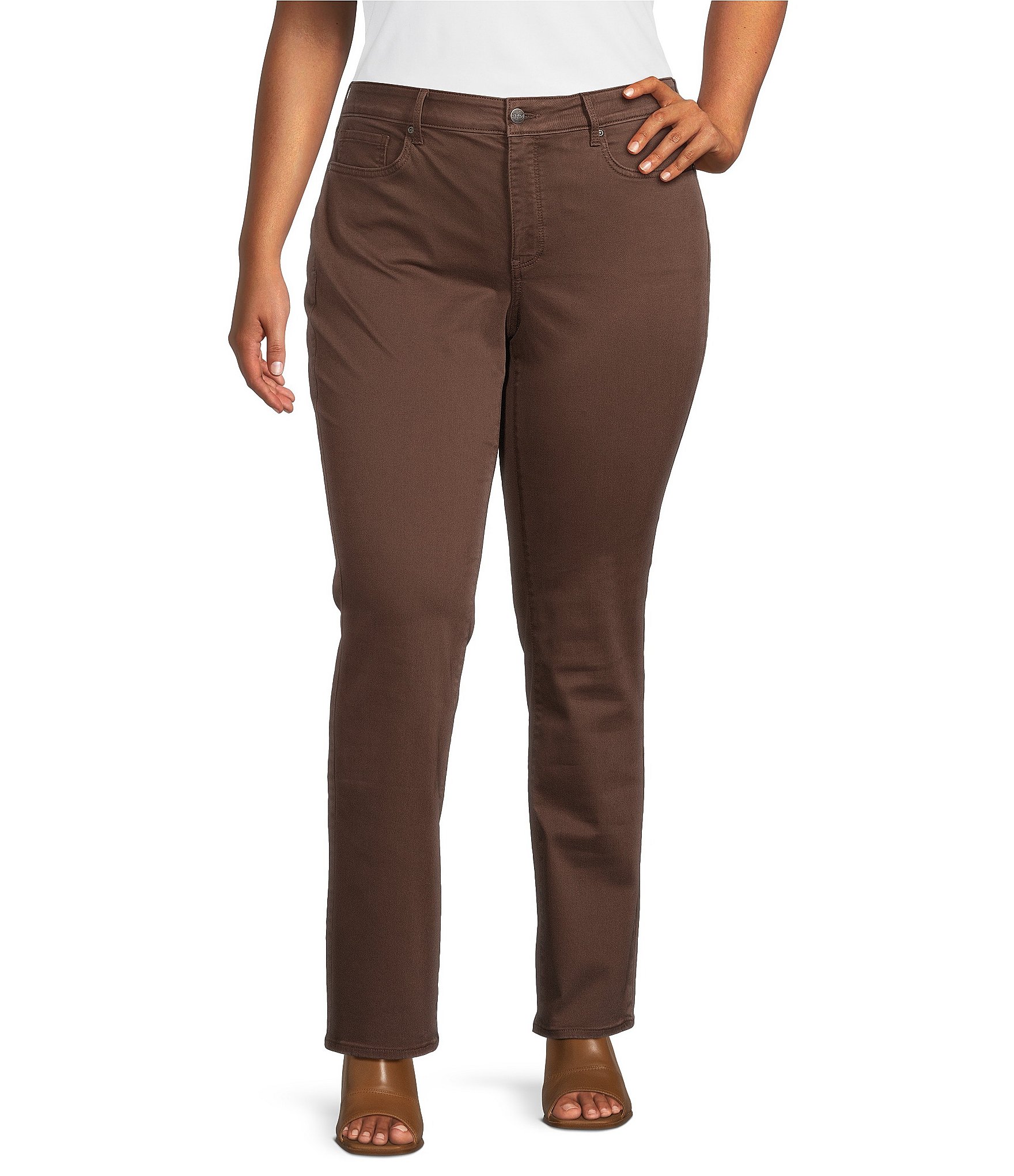 NYDJ Plus Size Marilyn 5-Pocket Straight Leg Denim Jeans | Dillard's