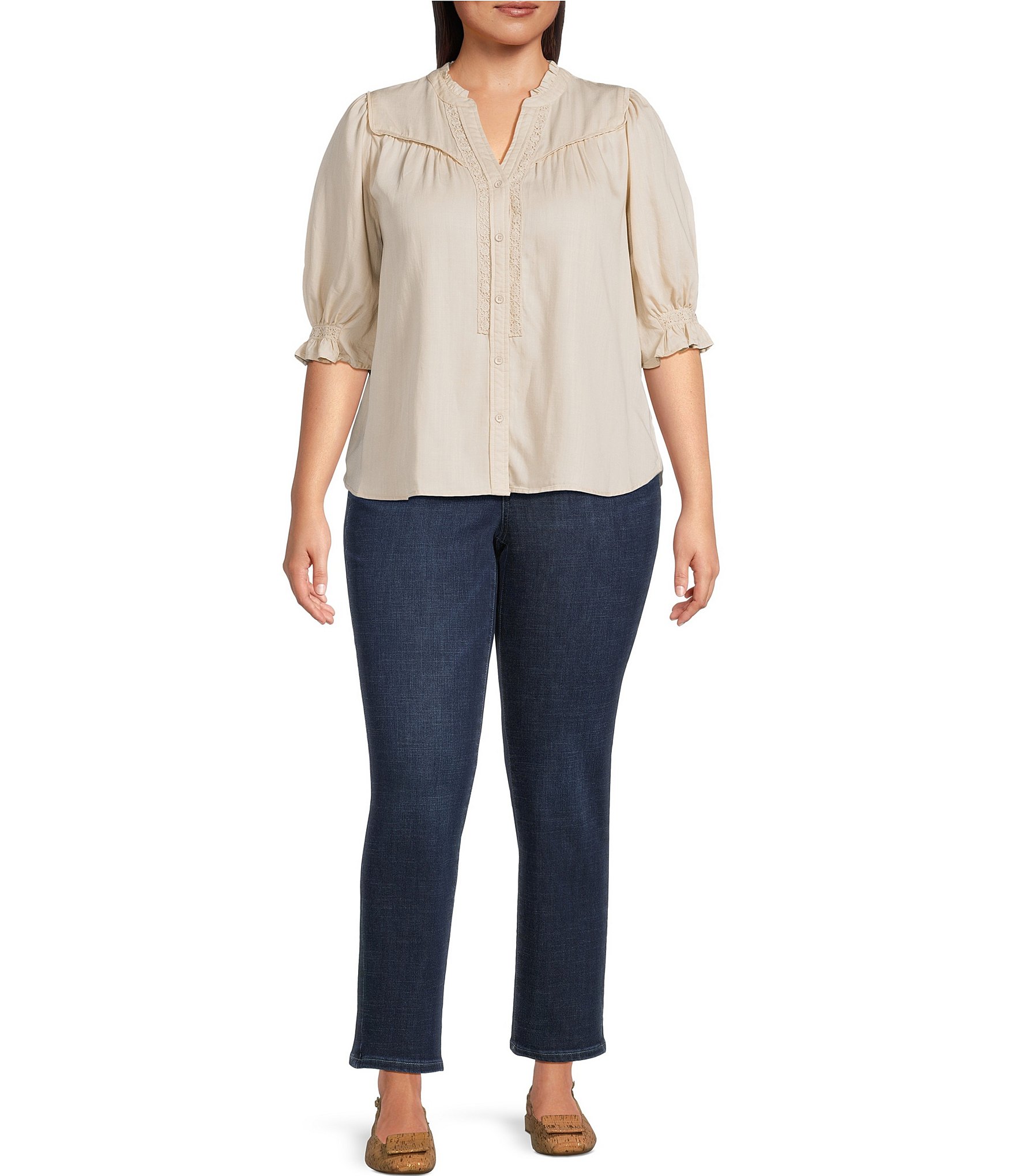 NYDJ Plus Size Marilyn Lift Tuck® Technology High Rise Straight Ankle Jeans