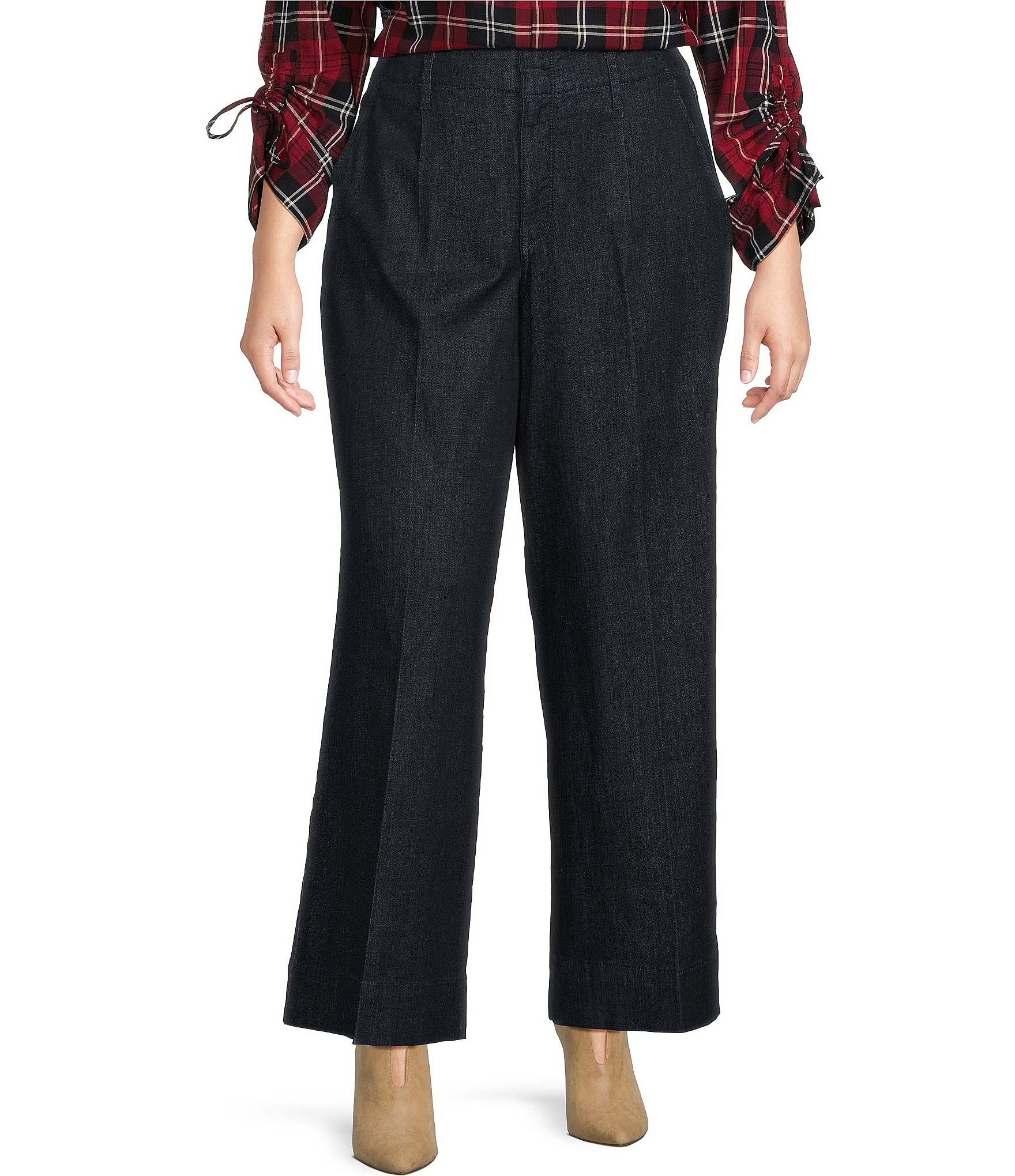 NYDJ Plus Size Mona High Rise Wide Leg Jeans | Dillard's