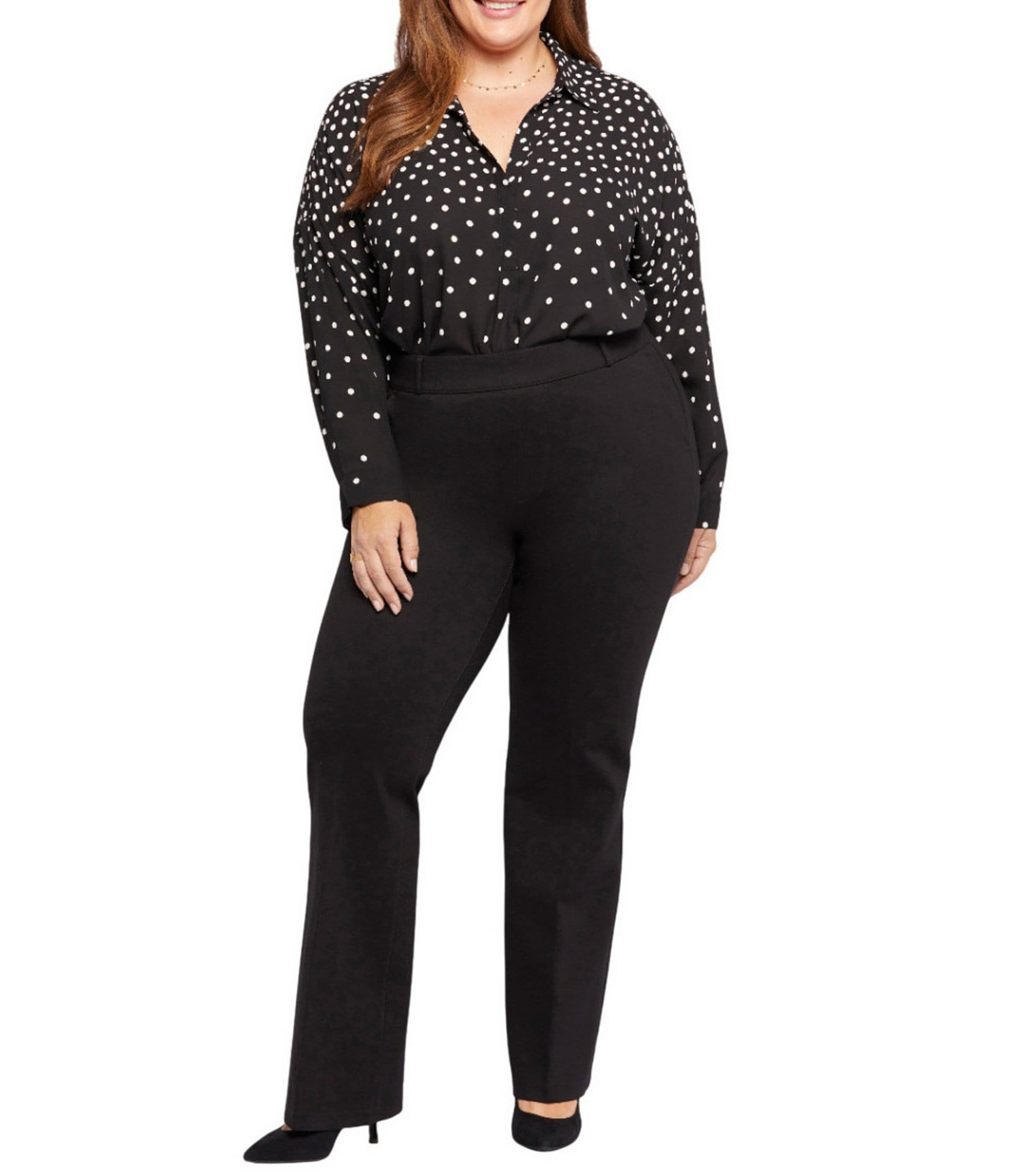 NYDJ Plus Size Pull-On Flared Leg Trousers