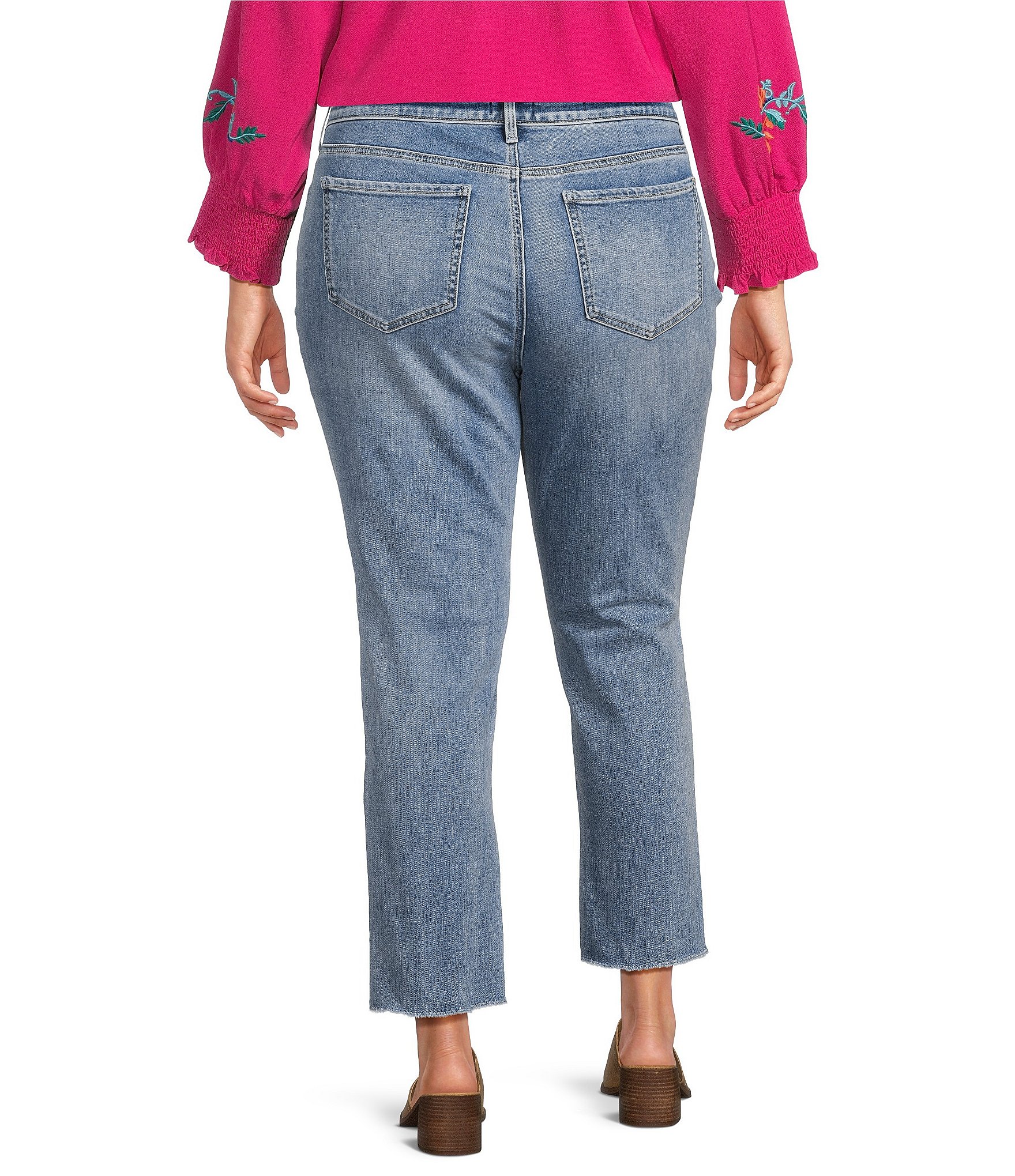 NYDJ Plus Size Sheri Lift Tuck® Frayed Hem Ankle Jeans