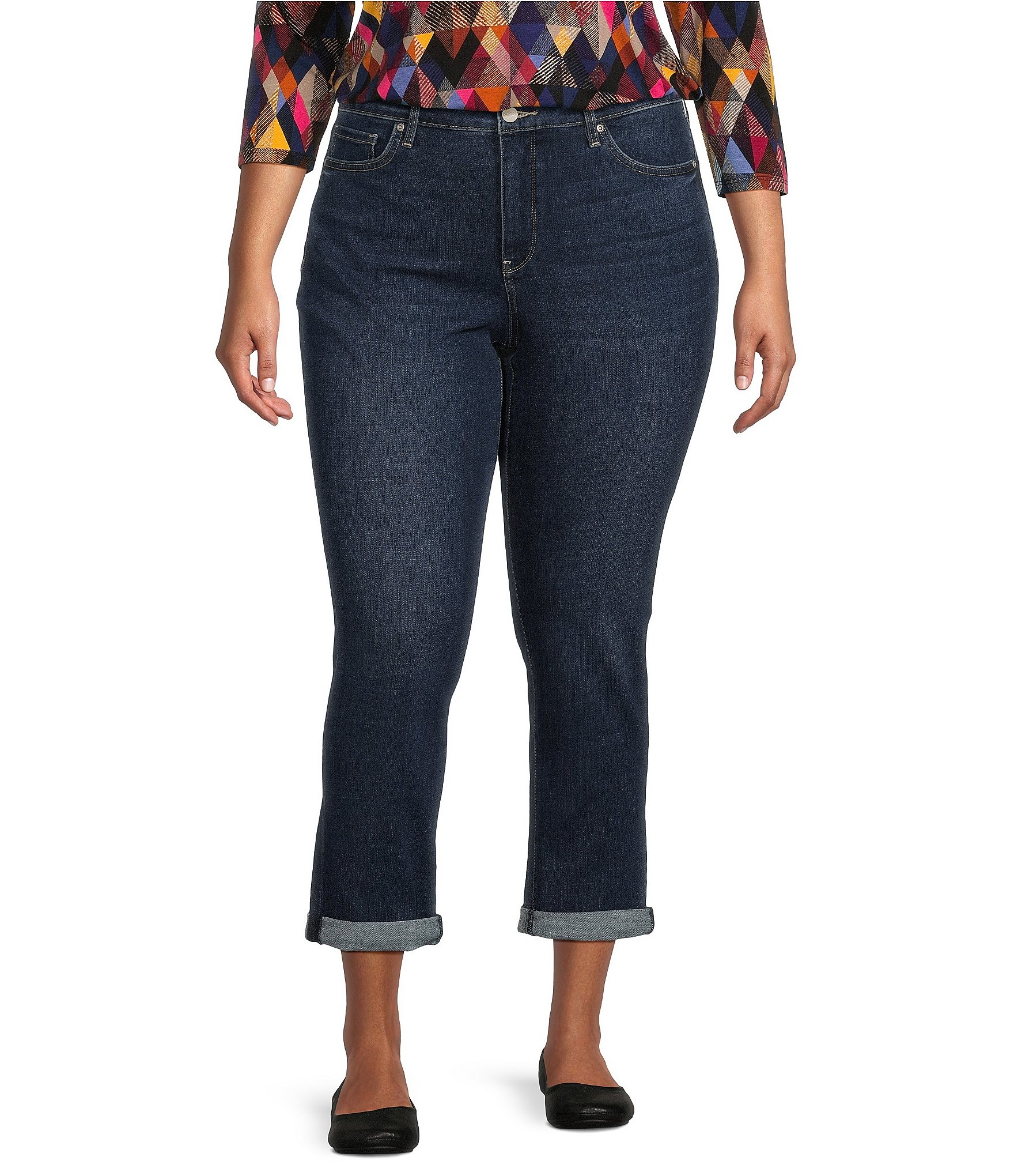 NYDJ Plus Size Sheri Slim Roll-Cuff Ankle Jeans | Dillard\'s