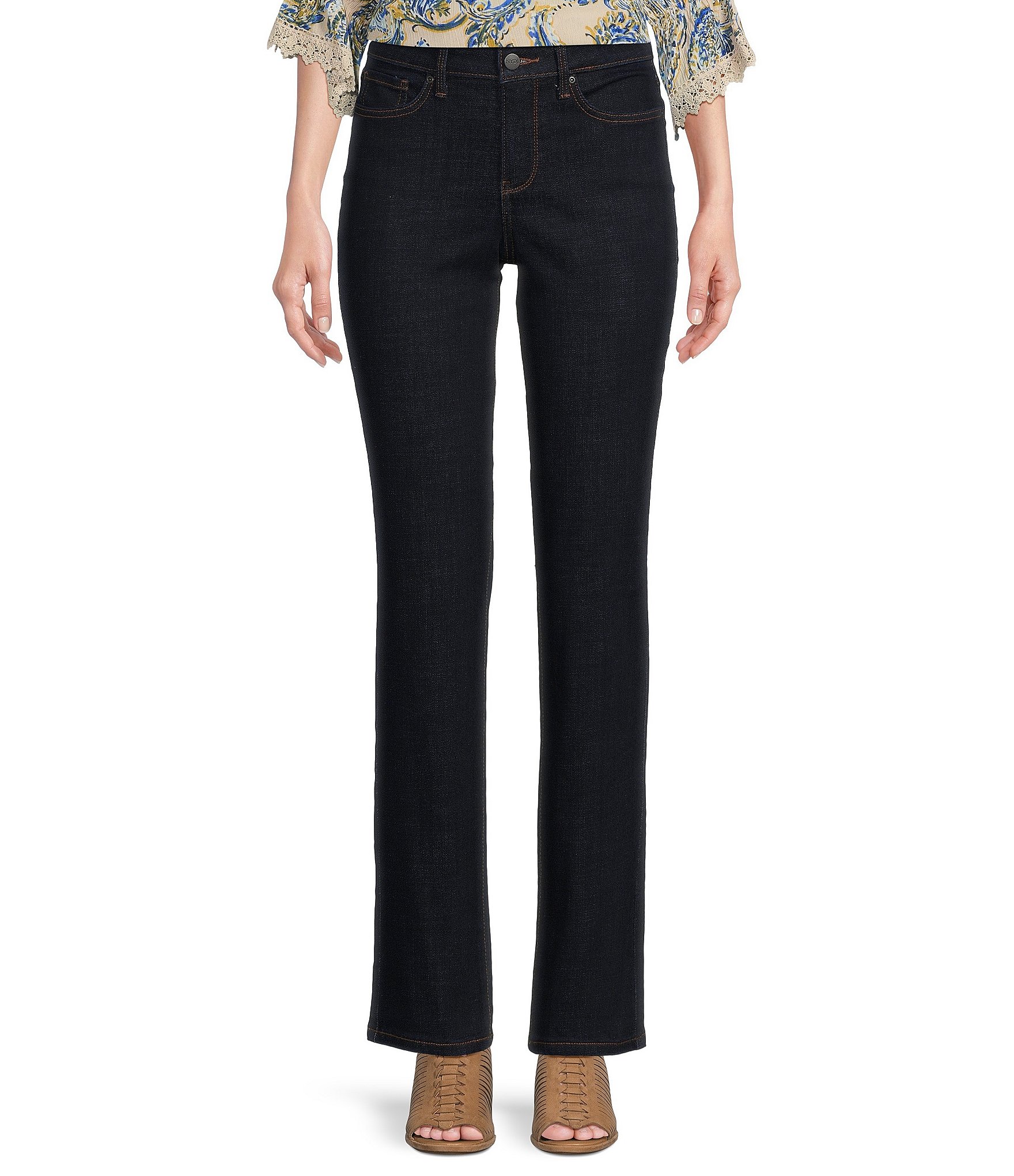 NYDJ Relaxed Fit Straight Leg Mid Rise Slender Stretch Denim Jeans