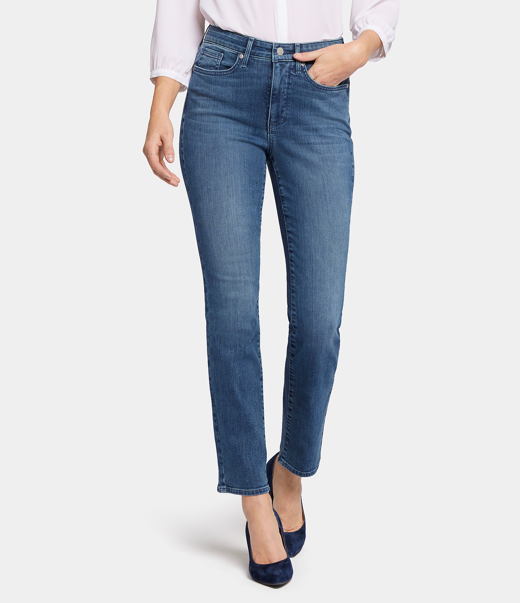 NYDJ Sheri High Rise Straight Leg Slim Fit Stretch Denim Jeans | Dillard's
