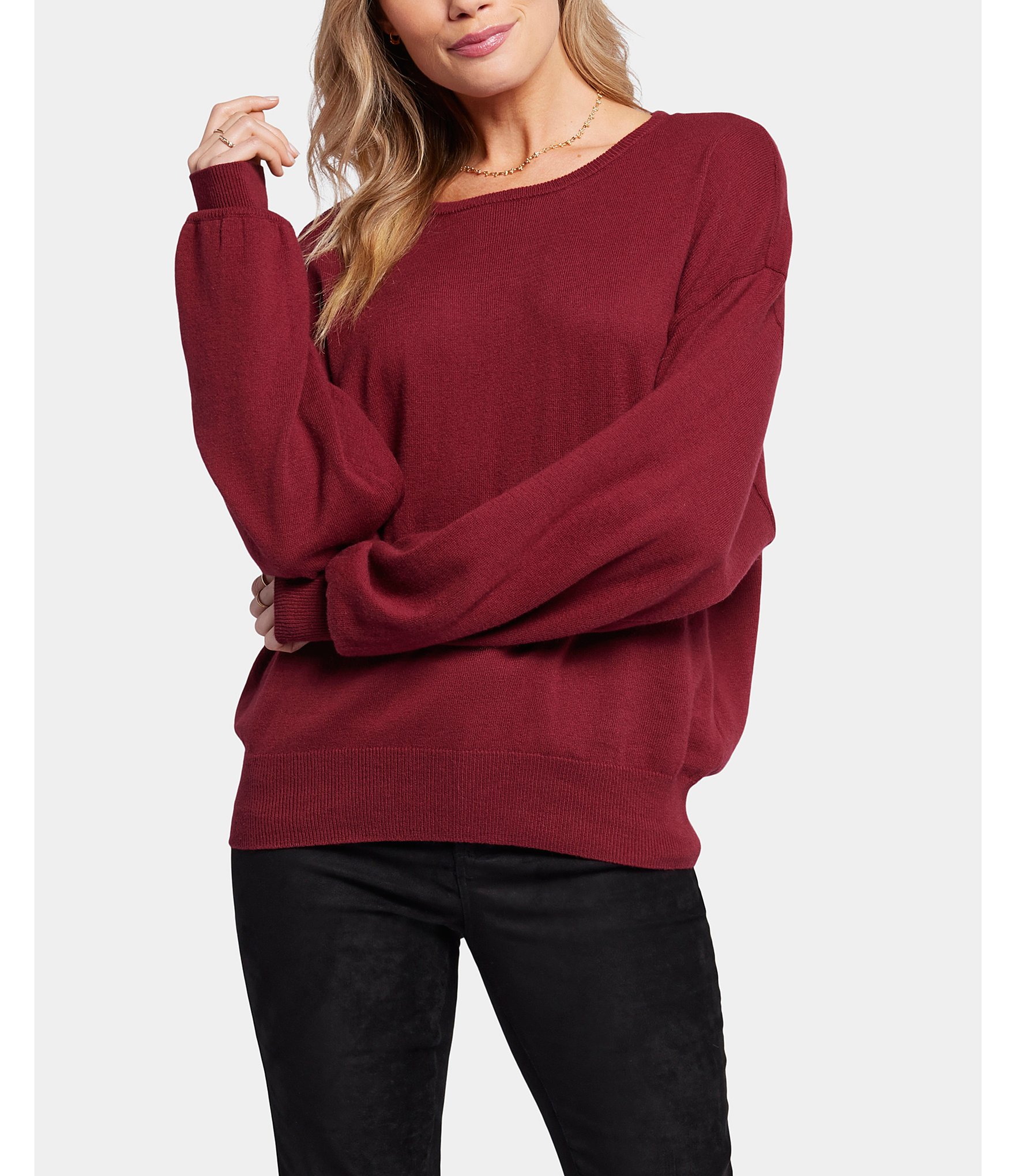 NYDJ Soft Cotton Cashmere Boat Neck Dolman Sleeve Pullover Sweater ...