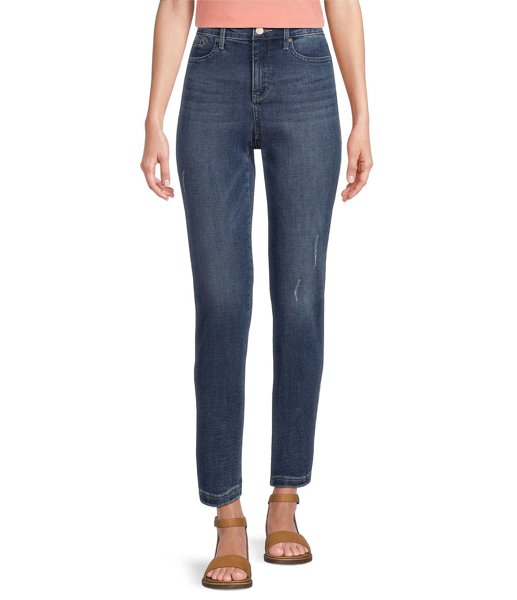 NYDJ Stella High Rise Slim Fit Tapered Leg Stretch Denim Jeans Dillard's