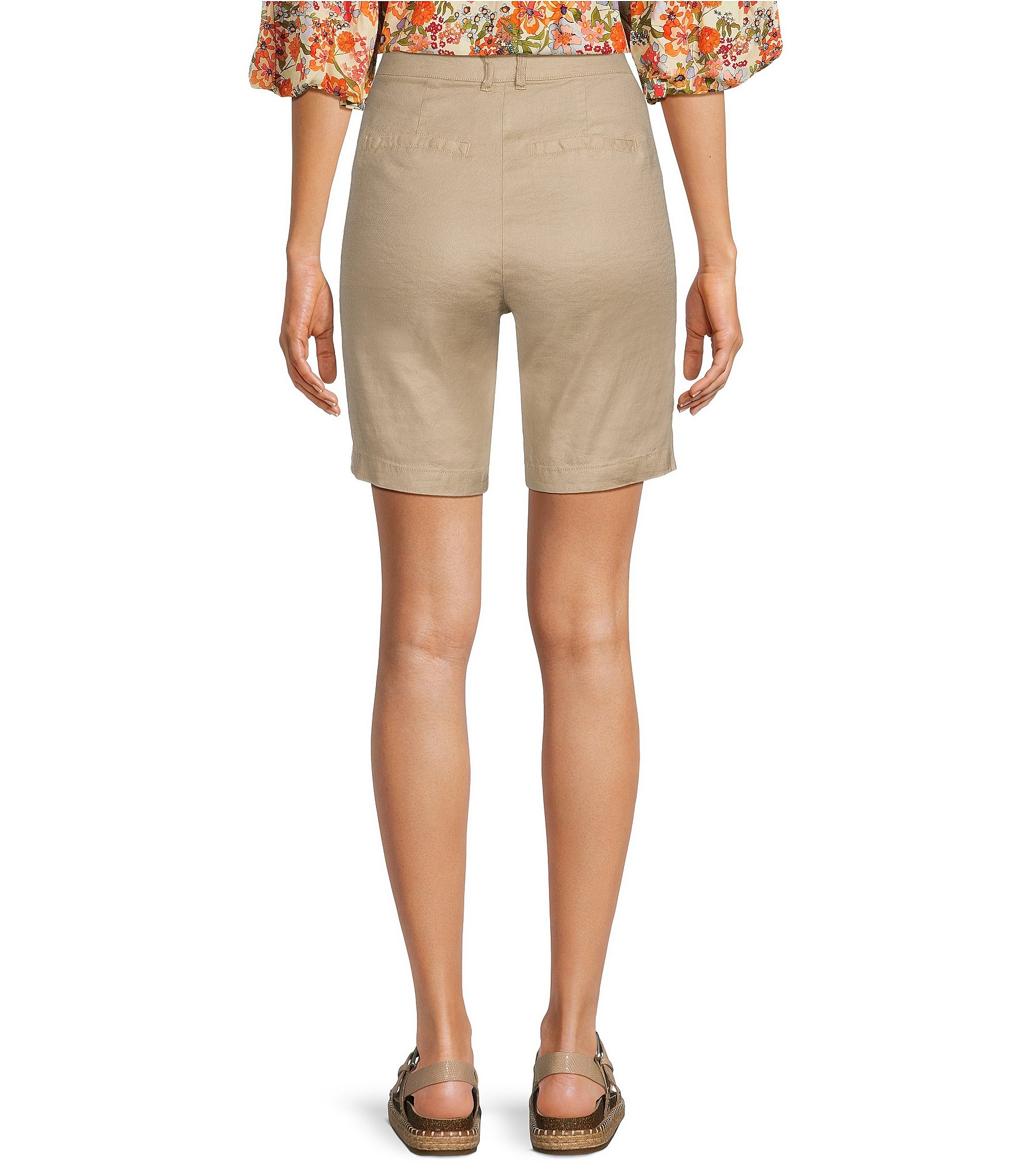 NYDJ Stretch Linen Blend High Rise Relaxed Fit Shorts