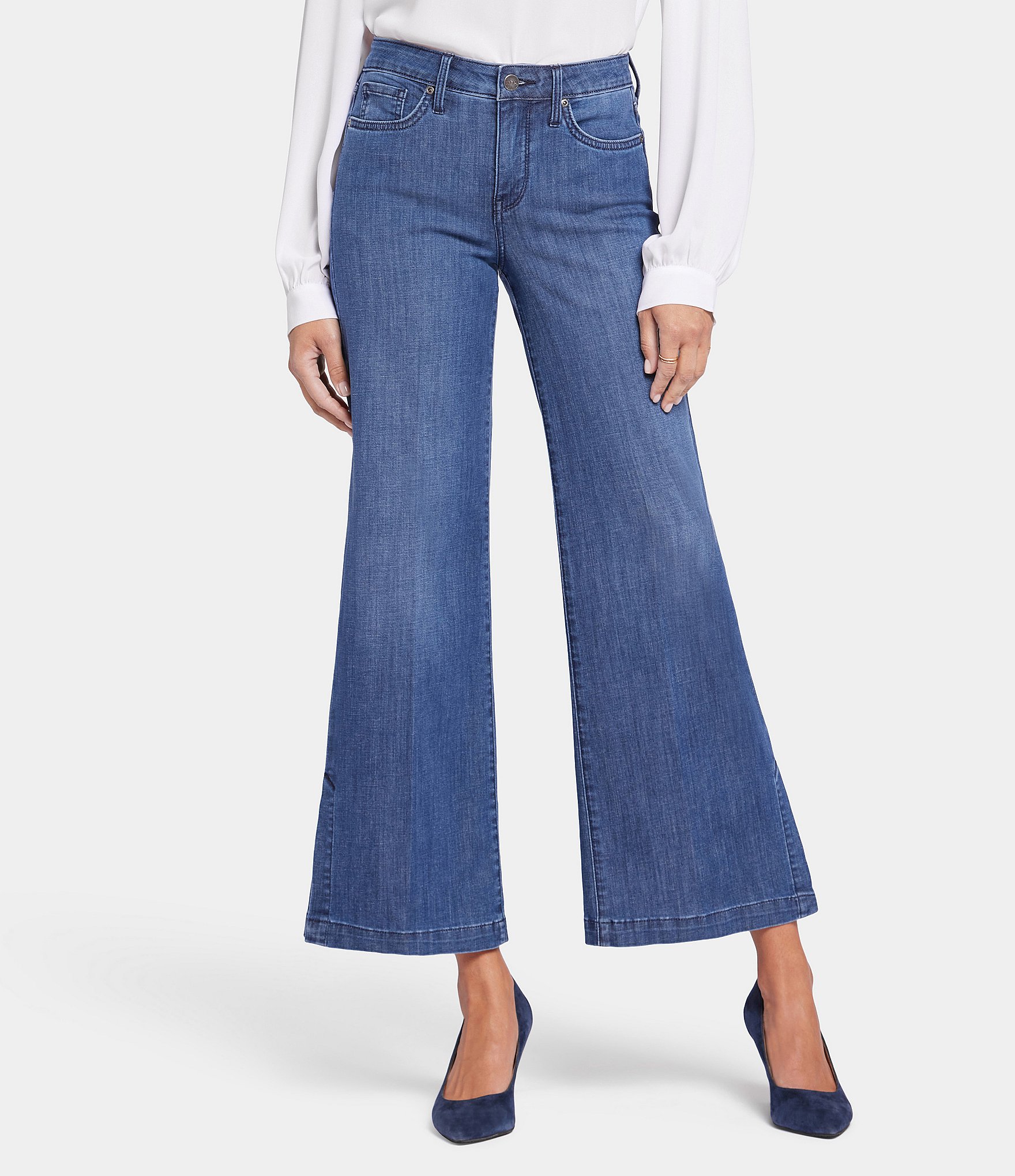 NYDJ Teresa Mid Rise Wide Leg Ankle Soft Lightweight Denim Jeans ...