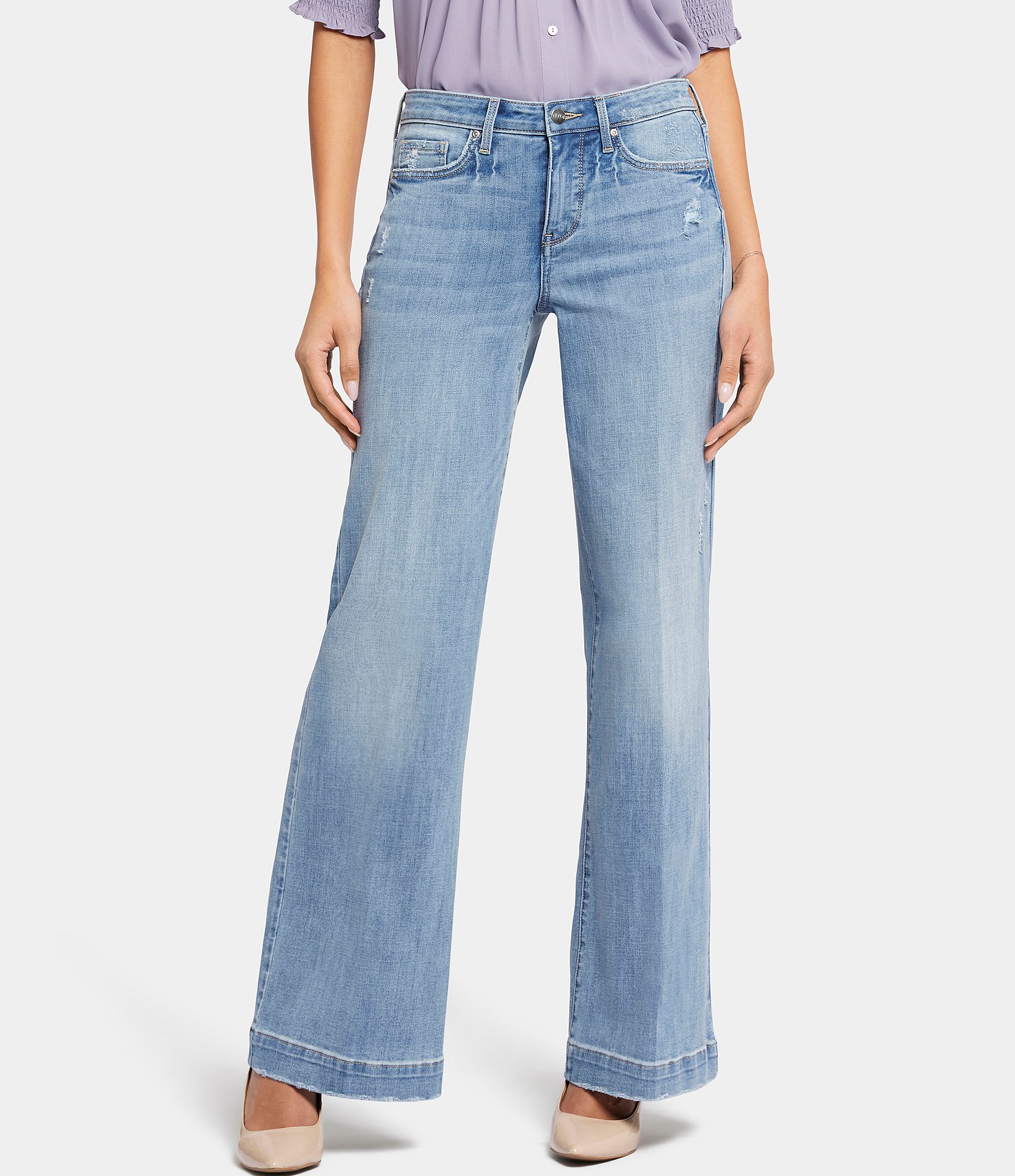NYDJ Teresa Stretch Denim Mid Rise Wide-Leg Jeans | Dillard's