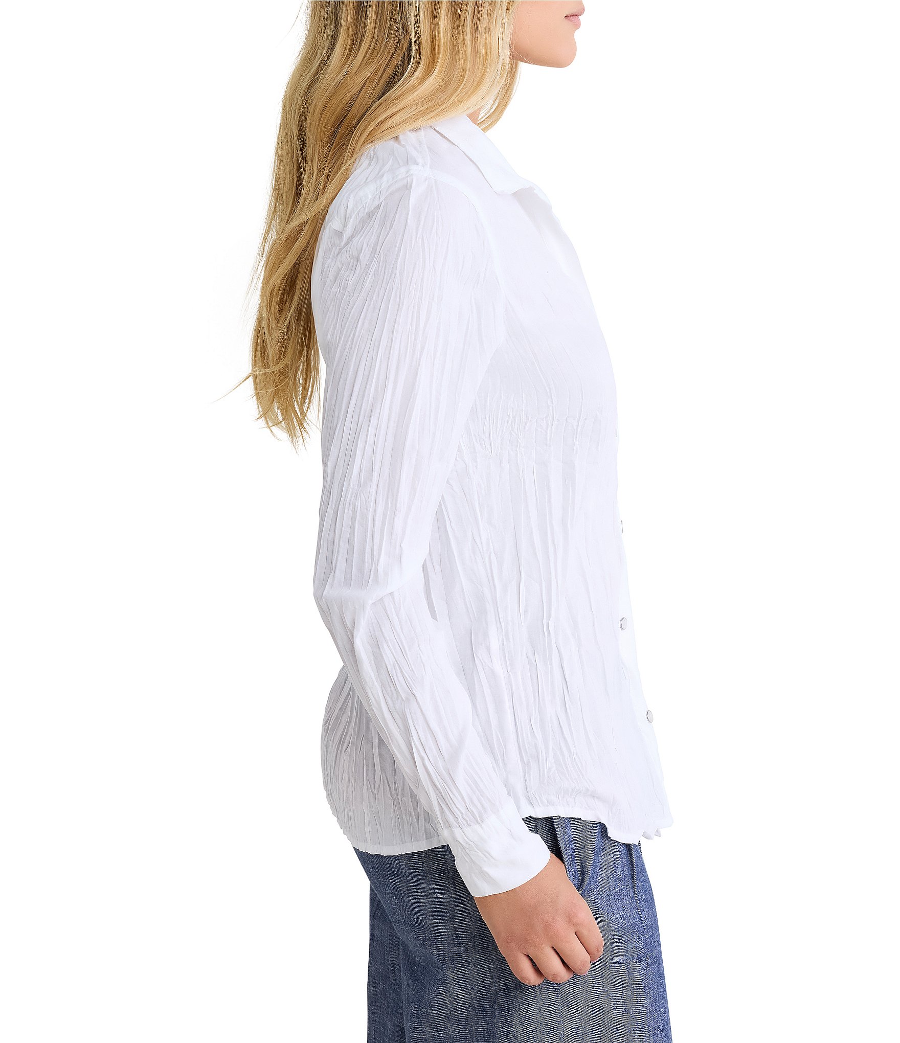 nz by Nic + Zoe Core Cotton Point Collar Long Sleeve Button-Front Shirt