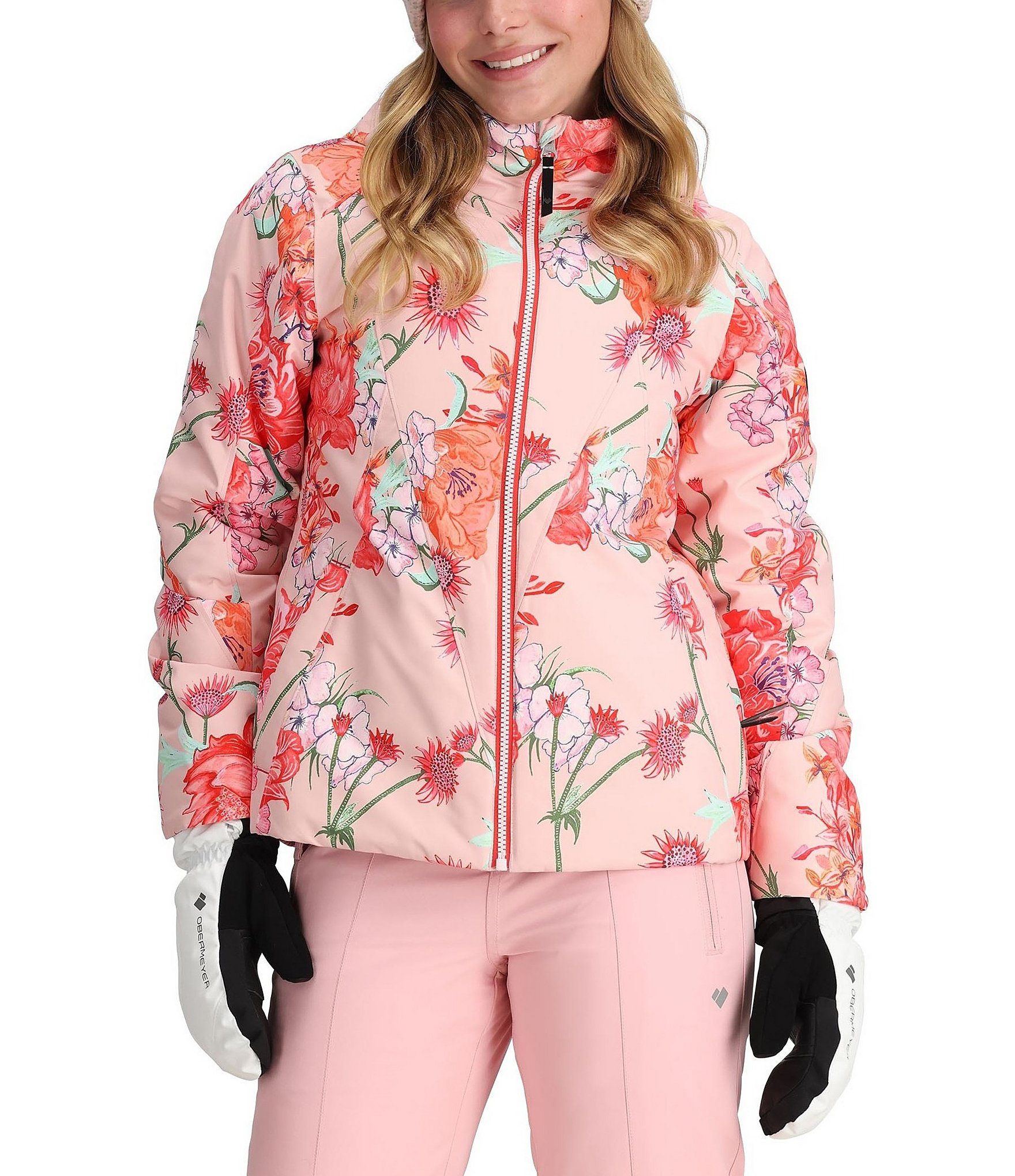 Obermeyer Scarlet Edelweiss Floral Embroidered 1/2 Zip Ski Jacket sale Snowboard M