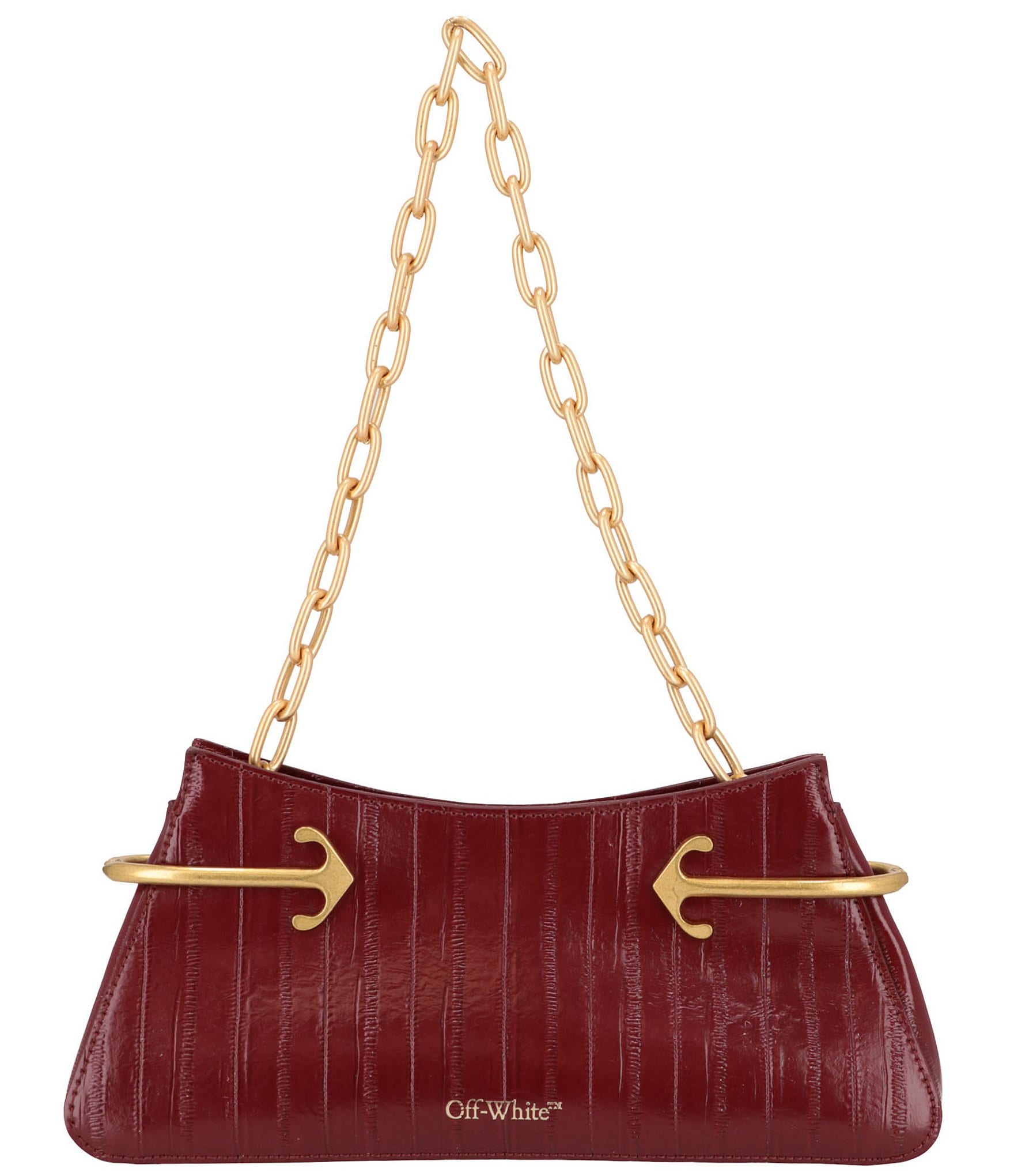 Off-White Arrow Logo Hardware Leather East West Chain Clutch Shoulder Bag