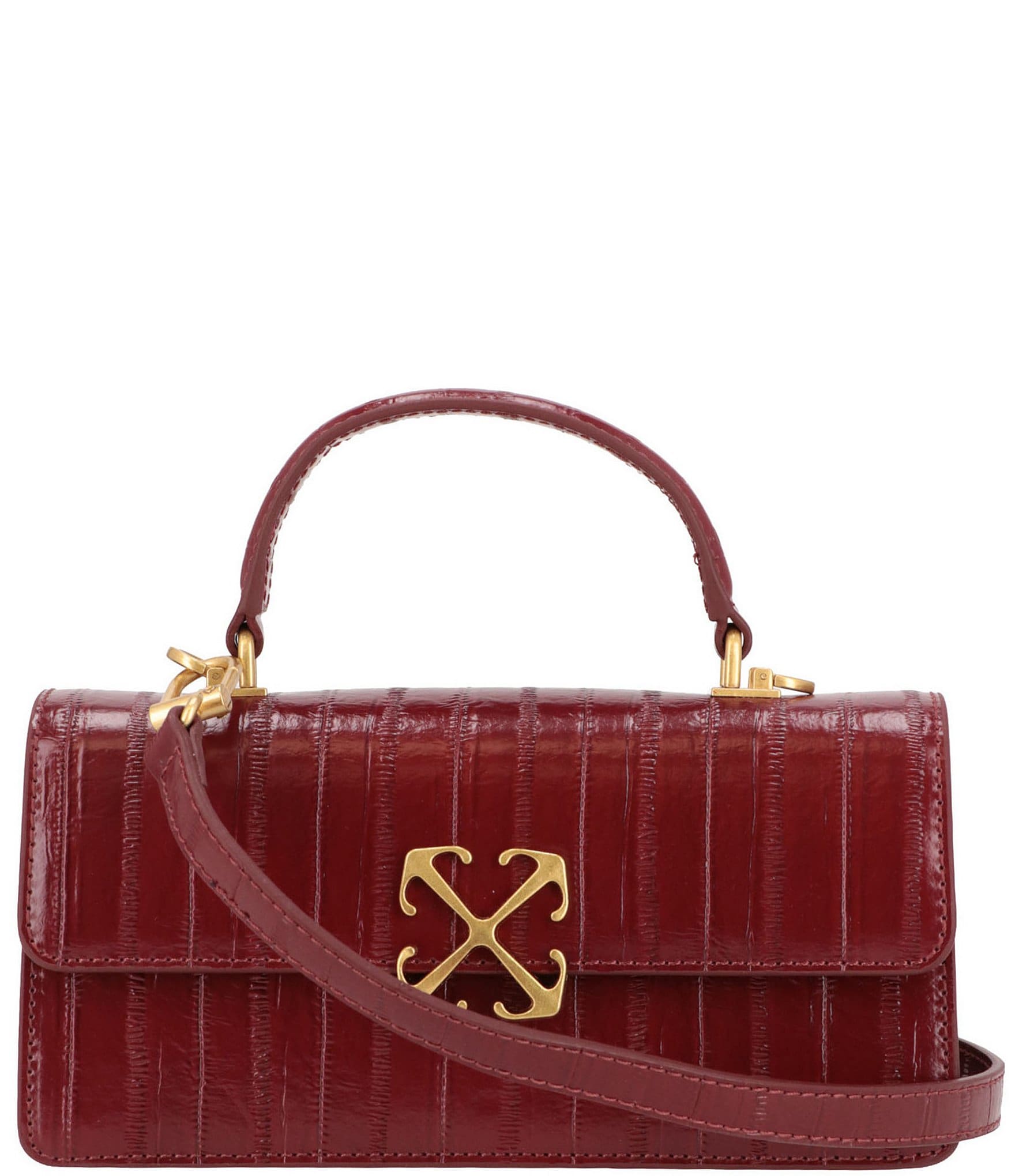 Off-White Jitney East West Croc Top Handle Crossbody Bag