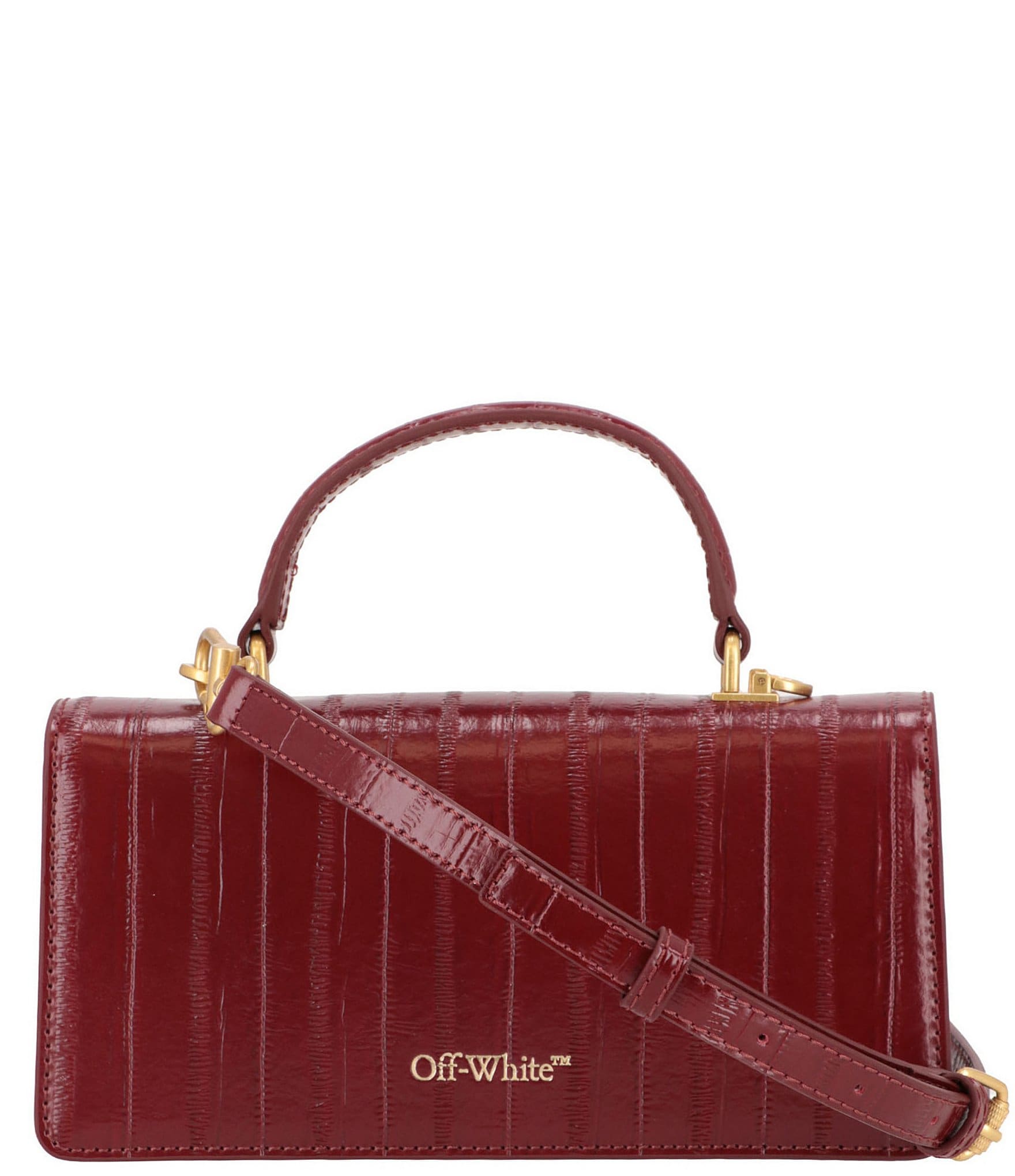 Off-White Jitney East West Croc Top Handle Crossbody Bag