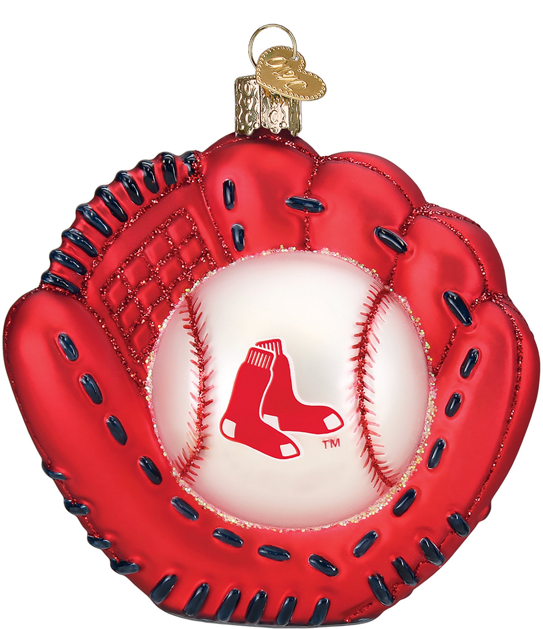 Old World Christmas Boston Red Sox Baseball Mitt Glass Ornament