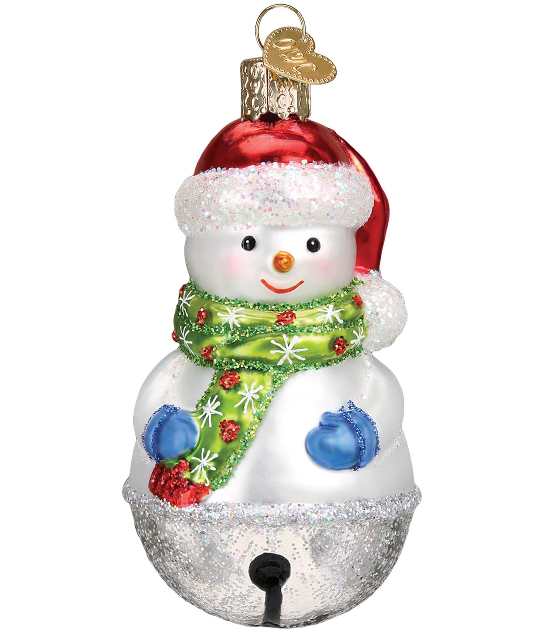 Emerald Snowman Bell Ornament