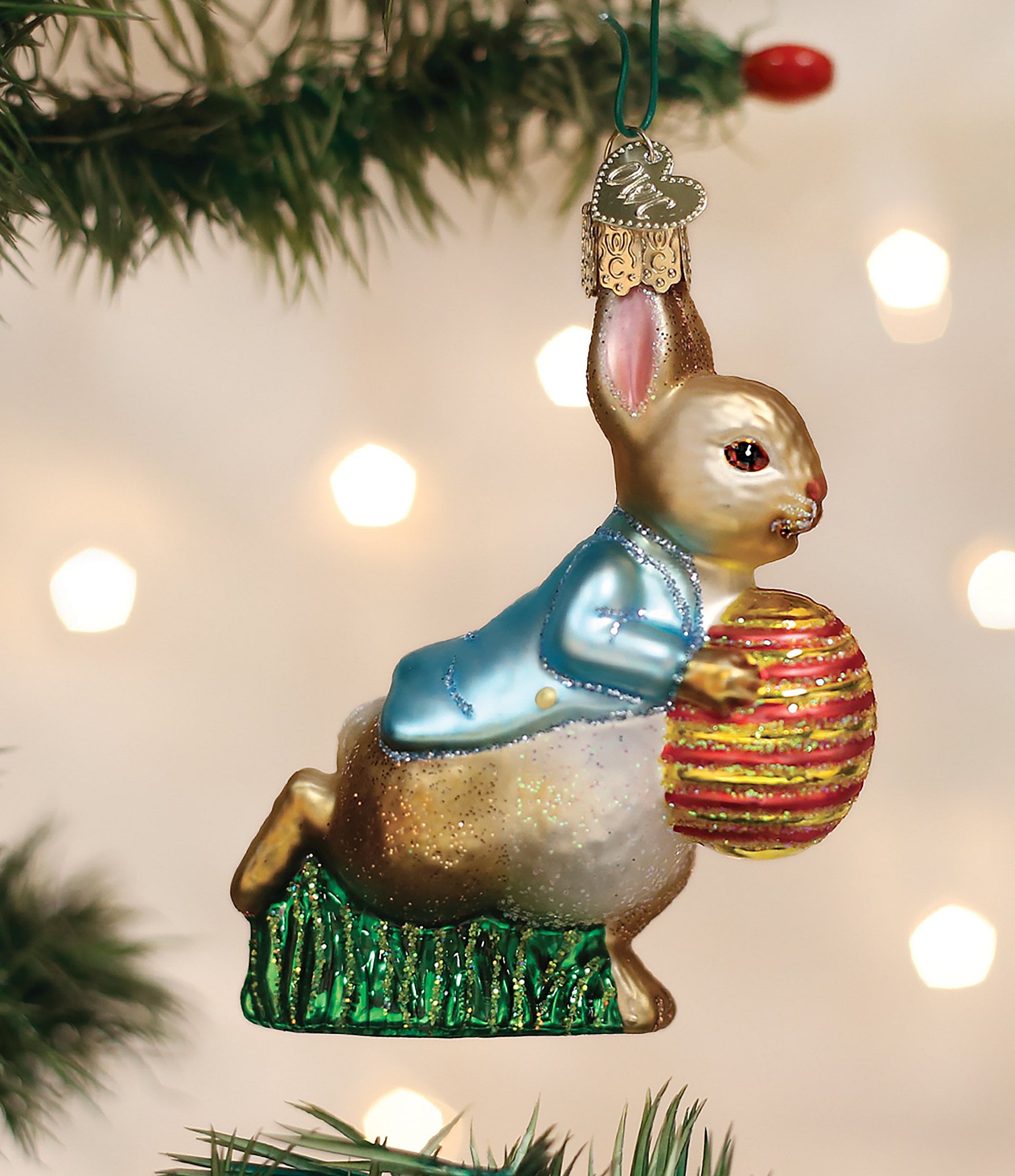 Old World Christmas Peter Rabbit With Easter Egg Ornament
