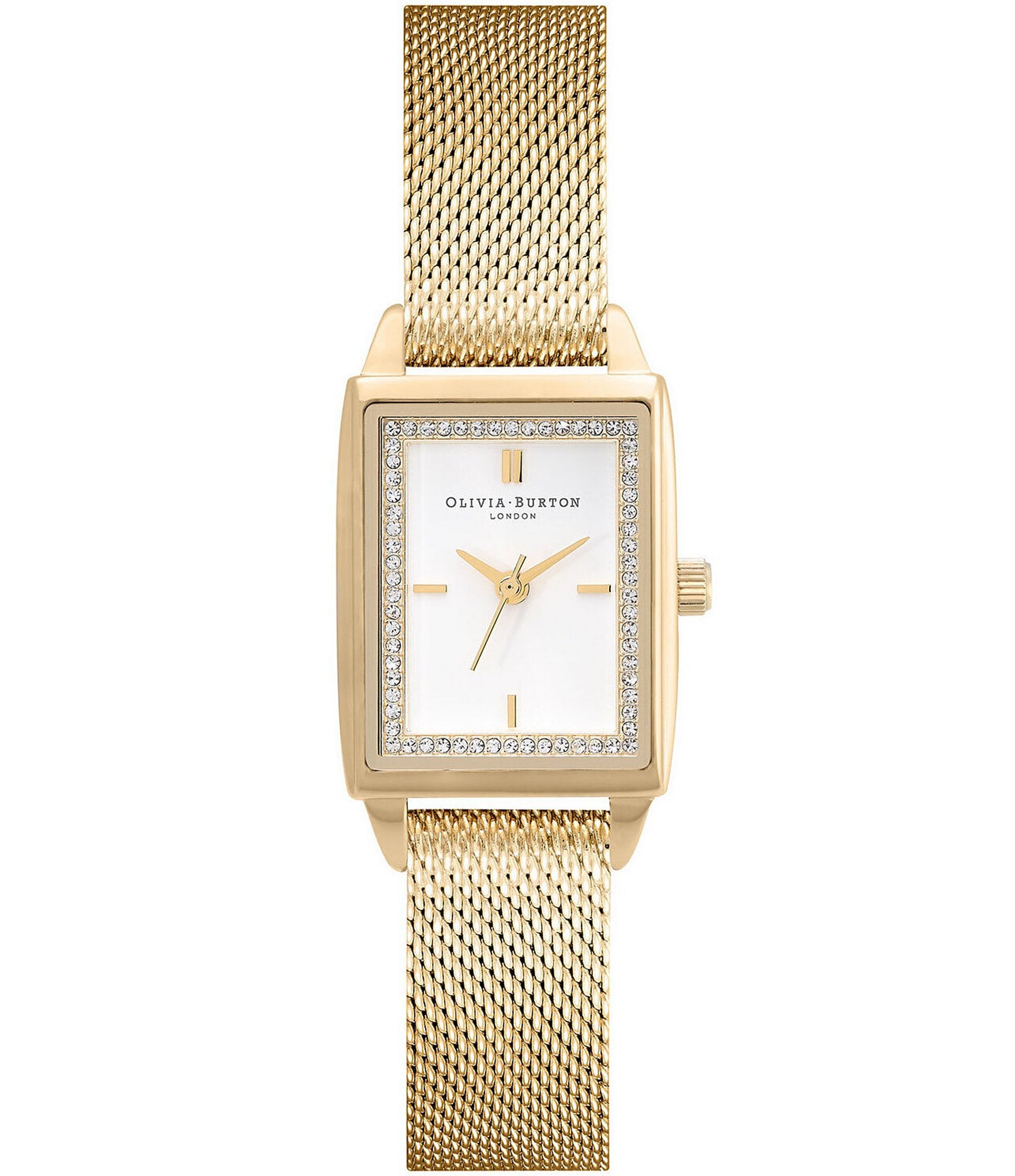 Olivia Burton Classics Rectangular Mesh Strap Watch Gold