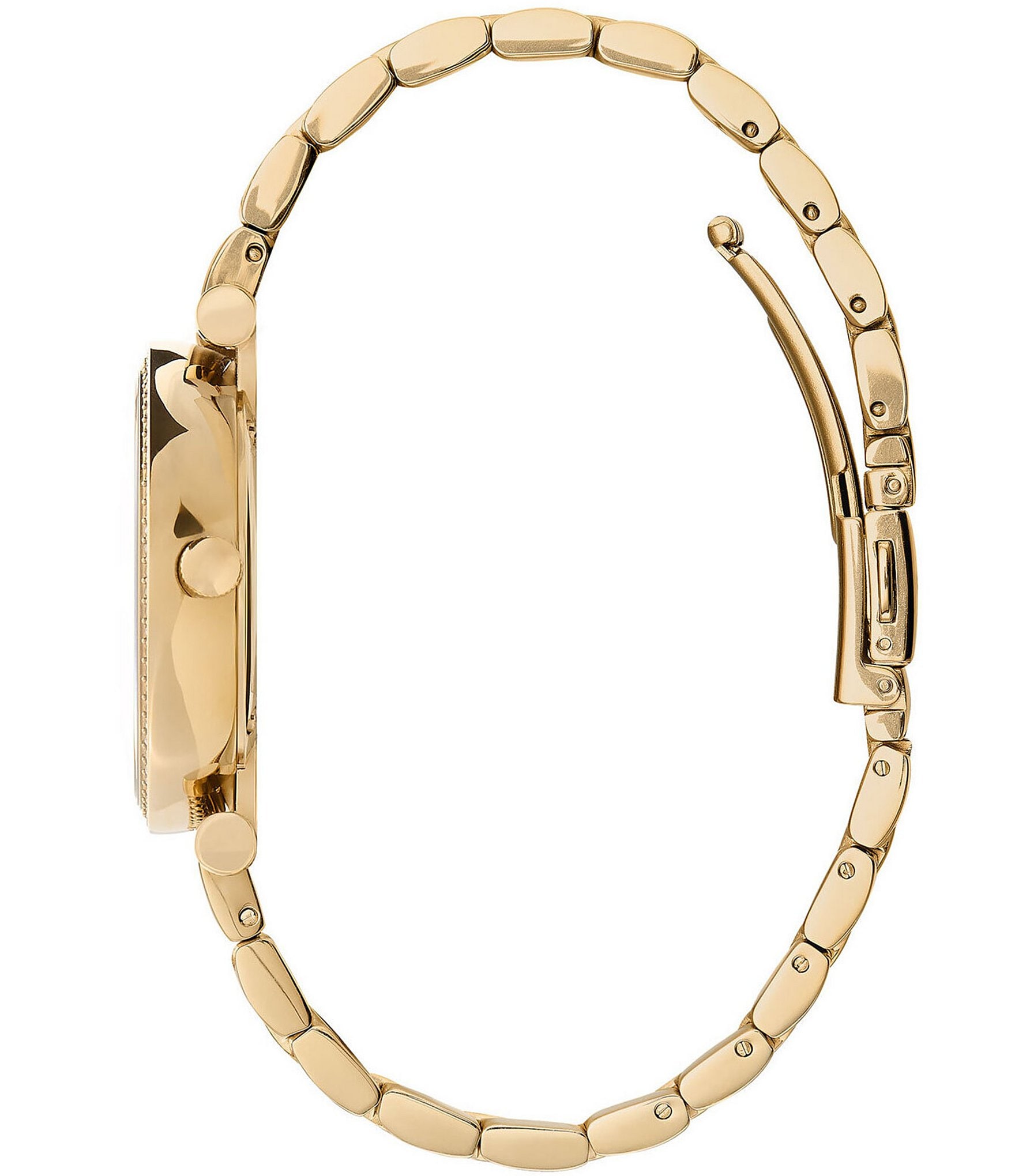 Olivia Burton T-Bar Quartz Analog Nude Dial Gold Stainless Steel Crystal Bracelet Watch