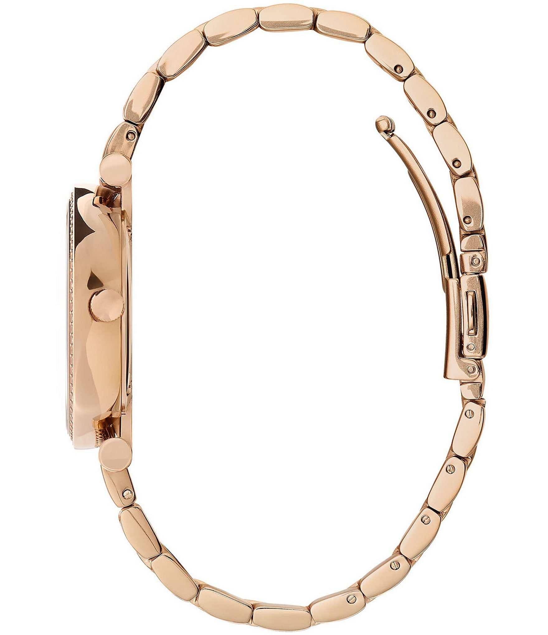 Olivia Burton T-Bar Quartz Analog Blush Dial Carnation Gold Stainless Steel Bracelet Watch