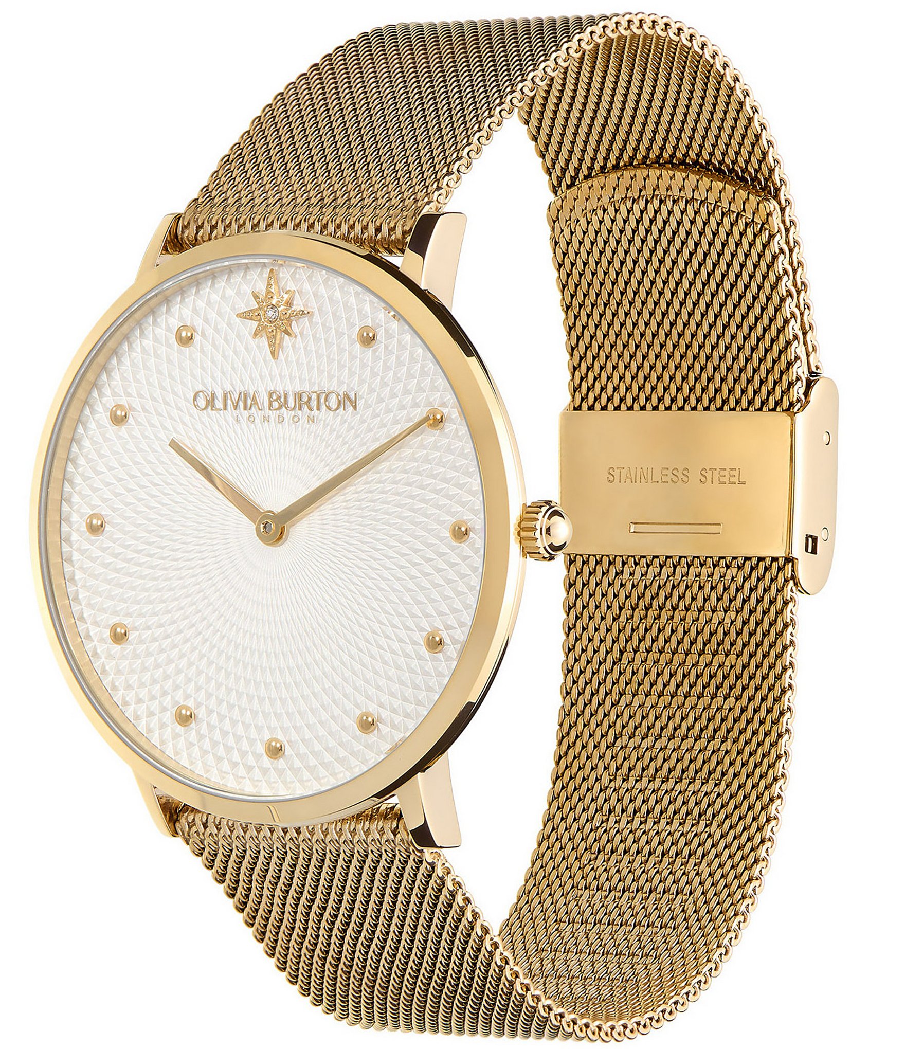 Olivia Burton Women's Celestial Quartz Analog Gold Stainless Steel Mesh Bracelet Watch