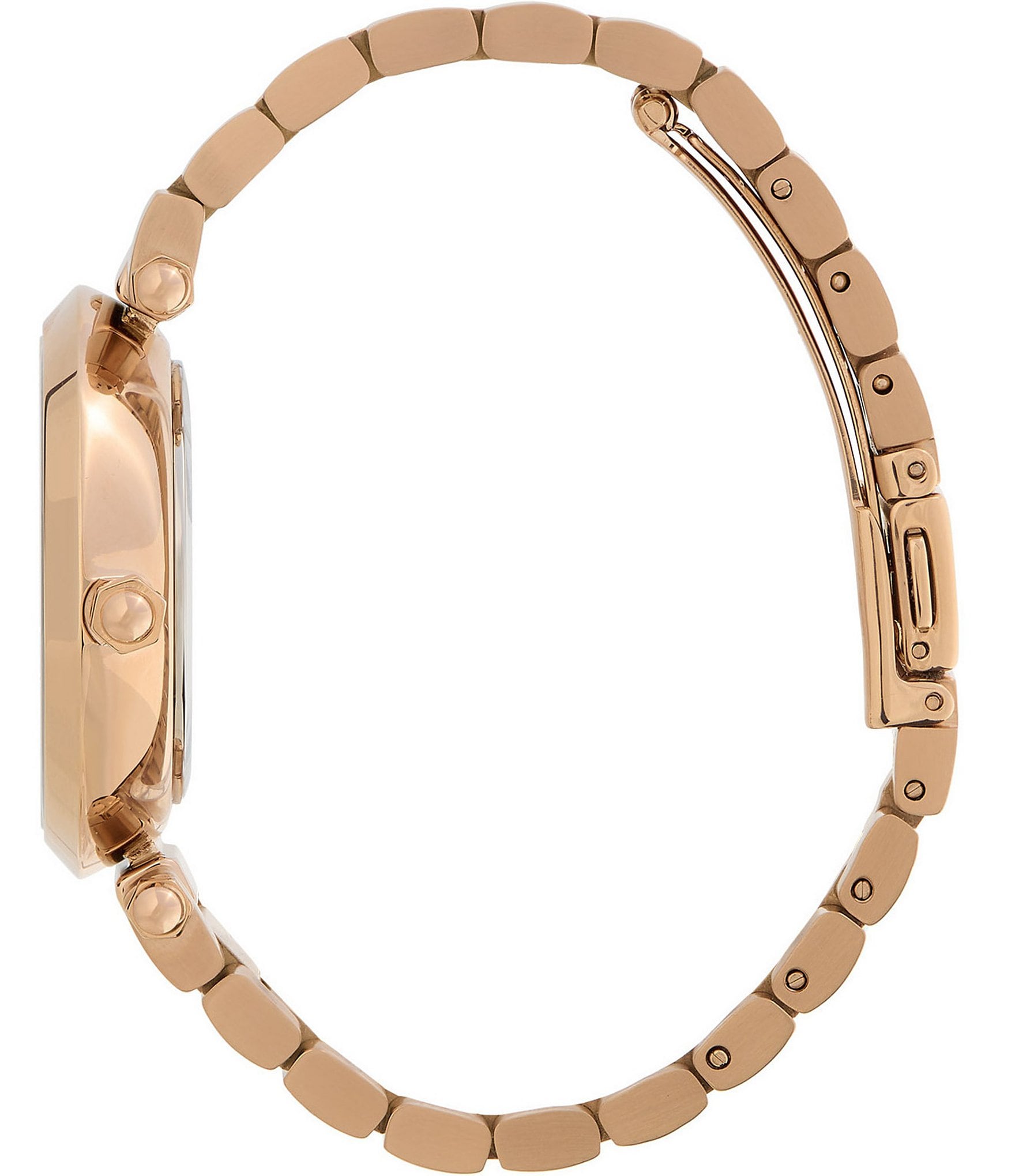 Olivia Burton Women's Floral T-Bar Quartz Analog Carnation Gold Stainless Steel Bracelet Watch