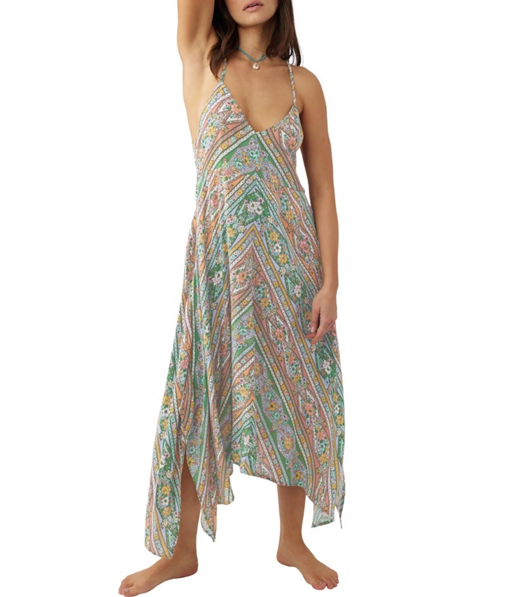 O'Neill Aries Floral Print Midi Tank Cover Up Dress | Dillard's