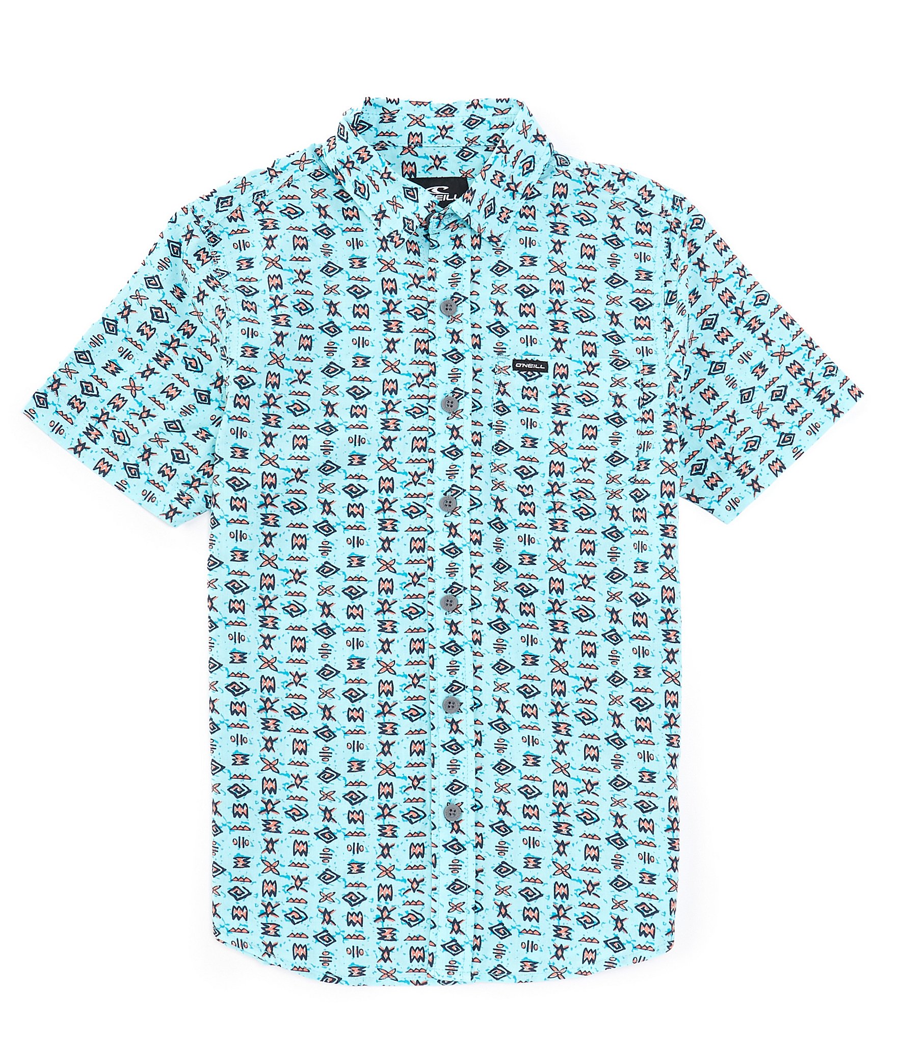 O'Neill Big Boys 8-20 Oasis Eco Mini Print Short Sleeve Button-Up Shirt